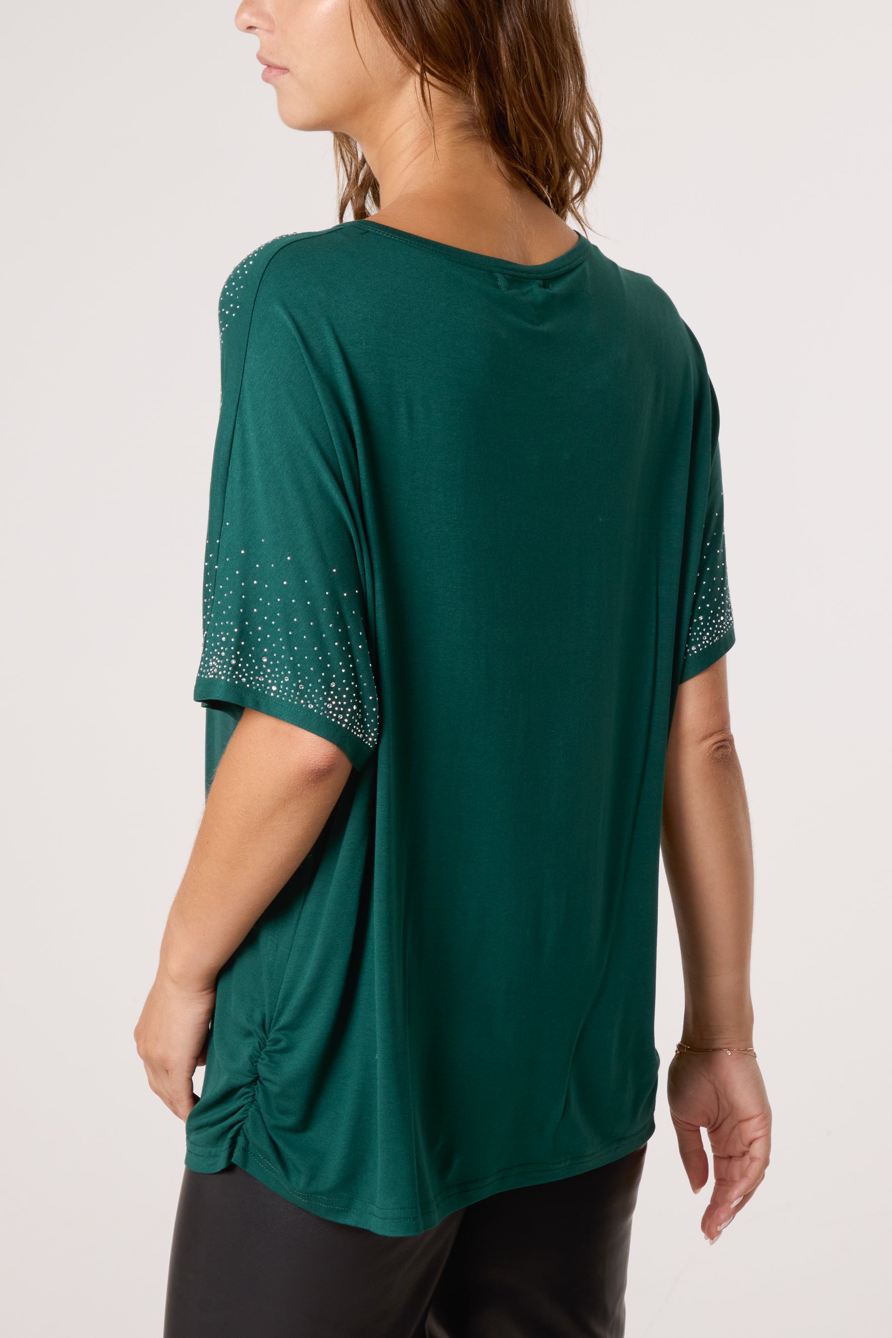 Diamante Embellished Round Neck Top