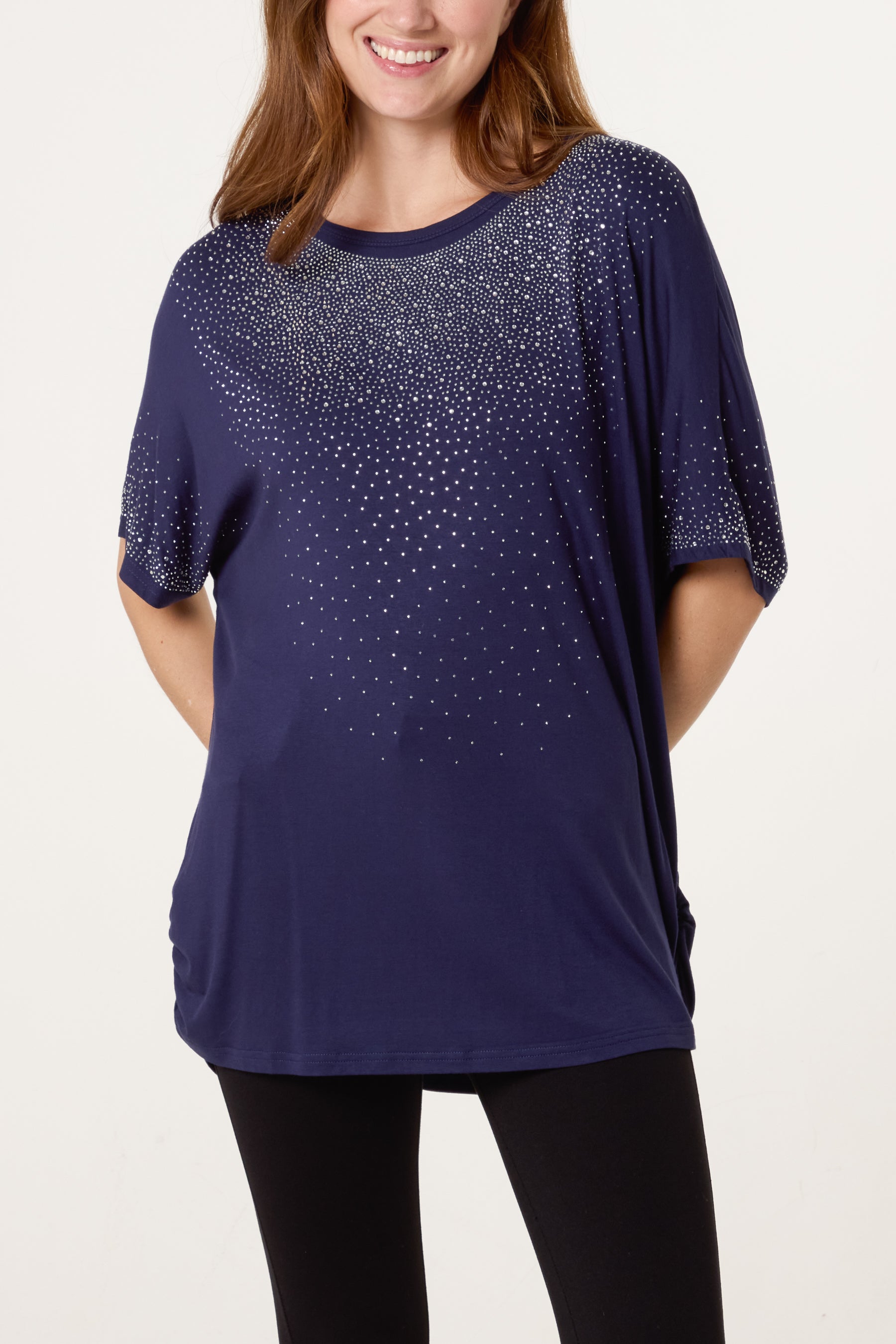 Diamante Embellished Side Cinched Top