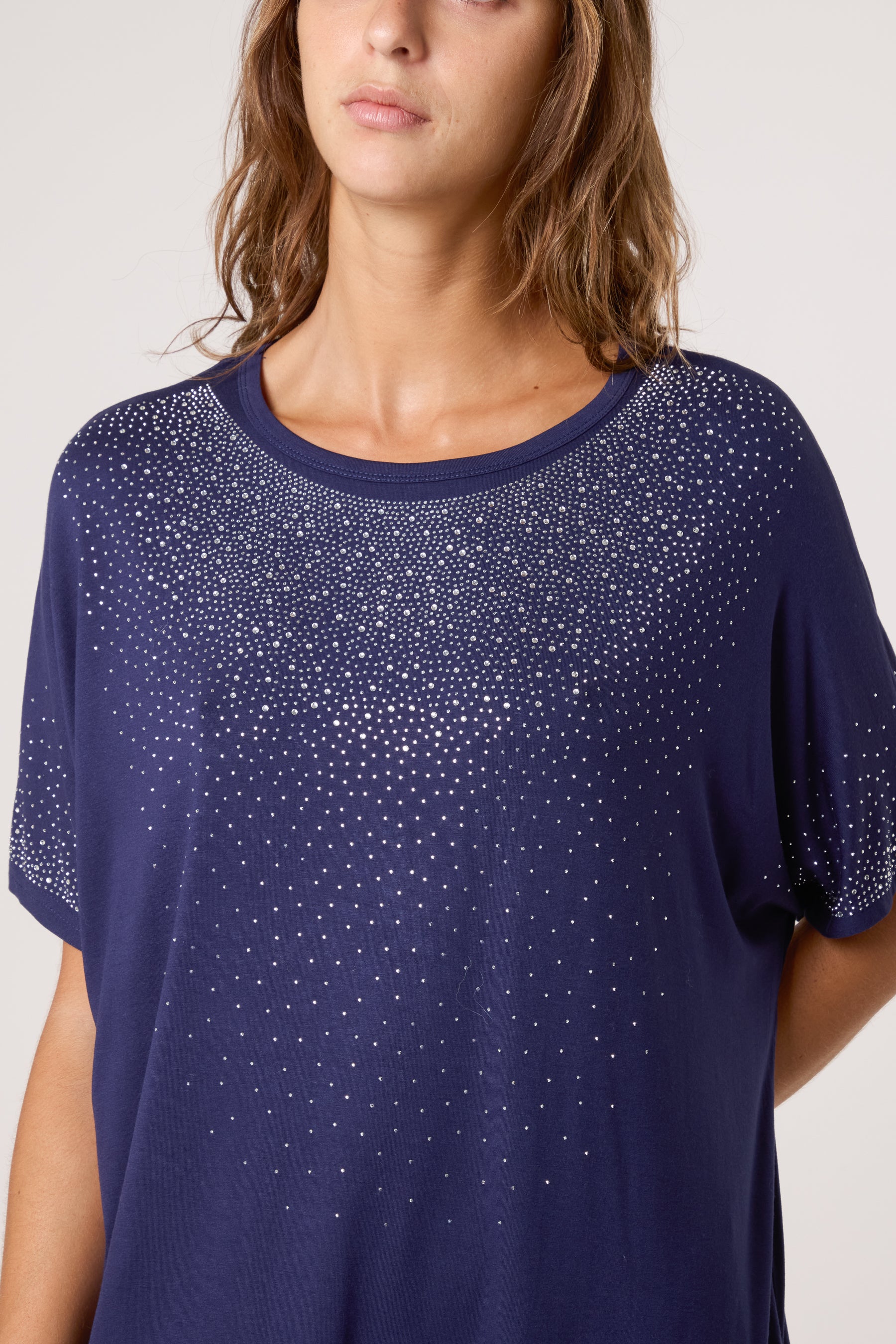 Diamante Embellished Round Neck Top