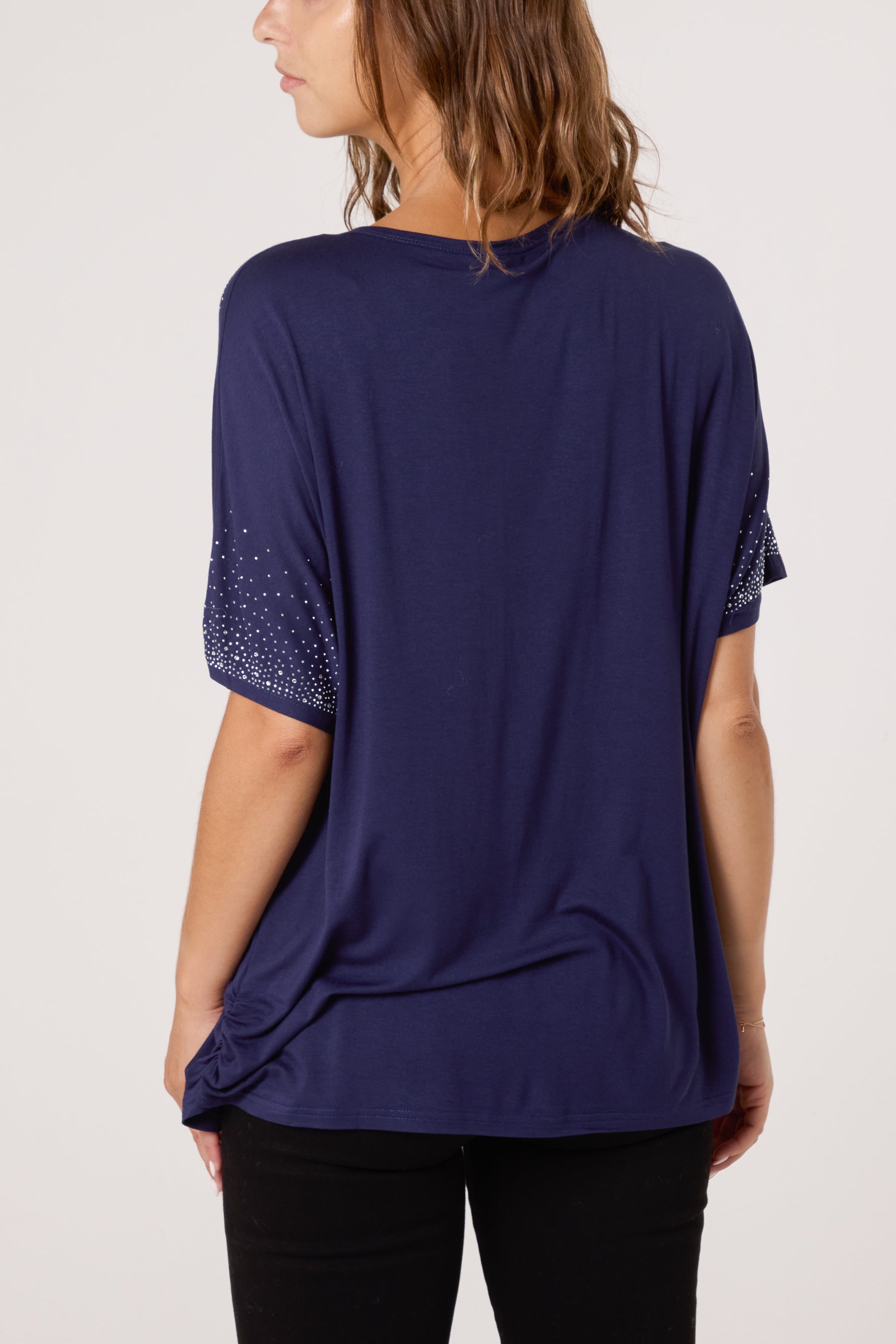 Diamante Embellished Round Neck Top