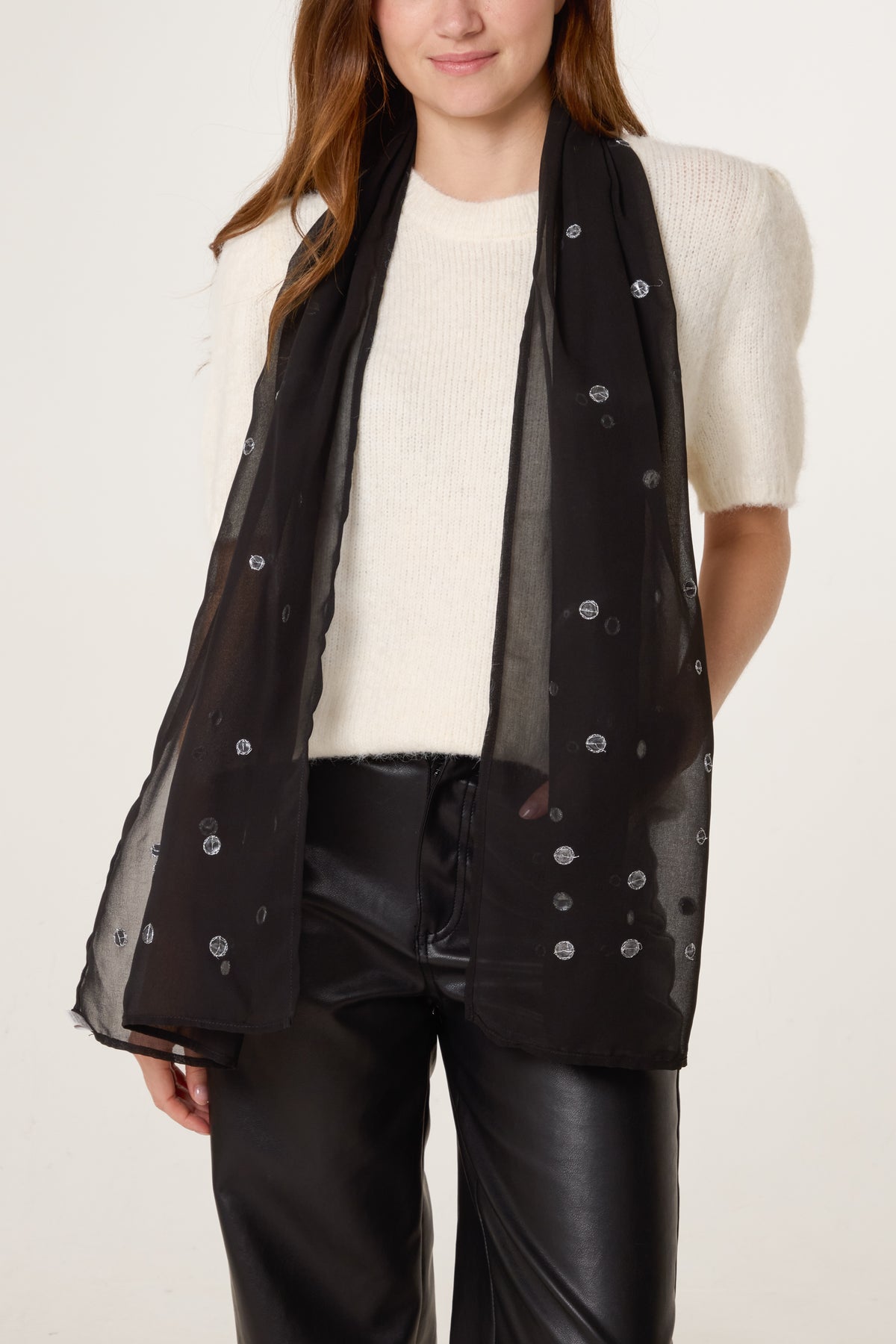 Mirror Polka Dot Mesh Scarf