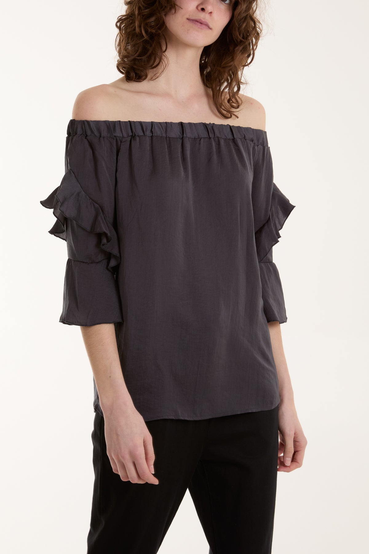 Frill Sleeve Bardot Top