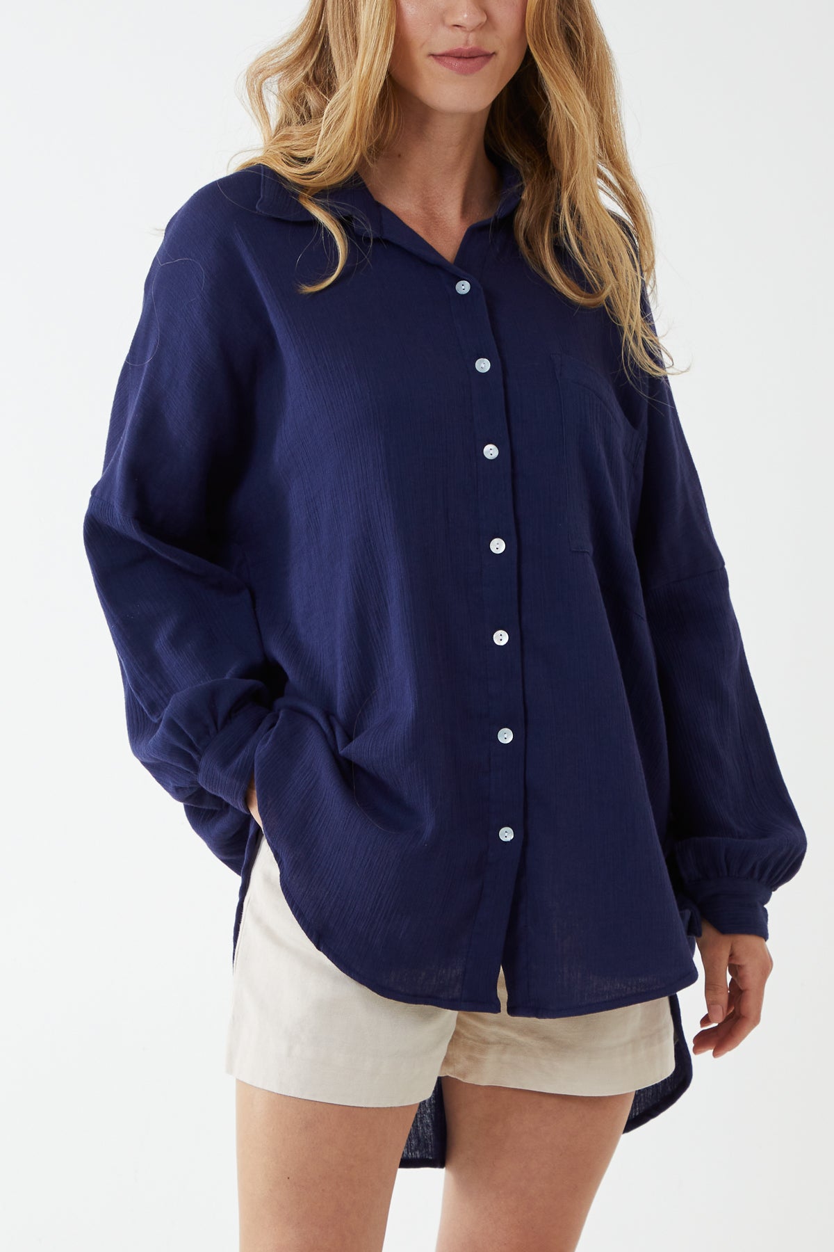 Oversized Cotton Cheesecloth Shirt
