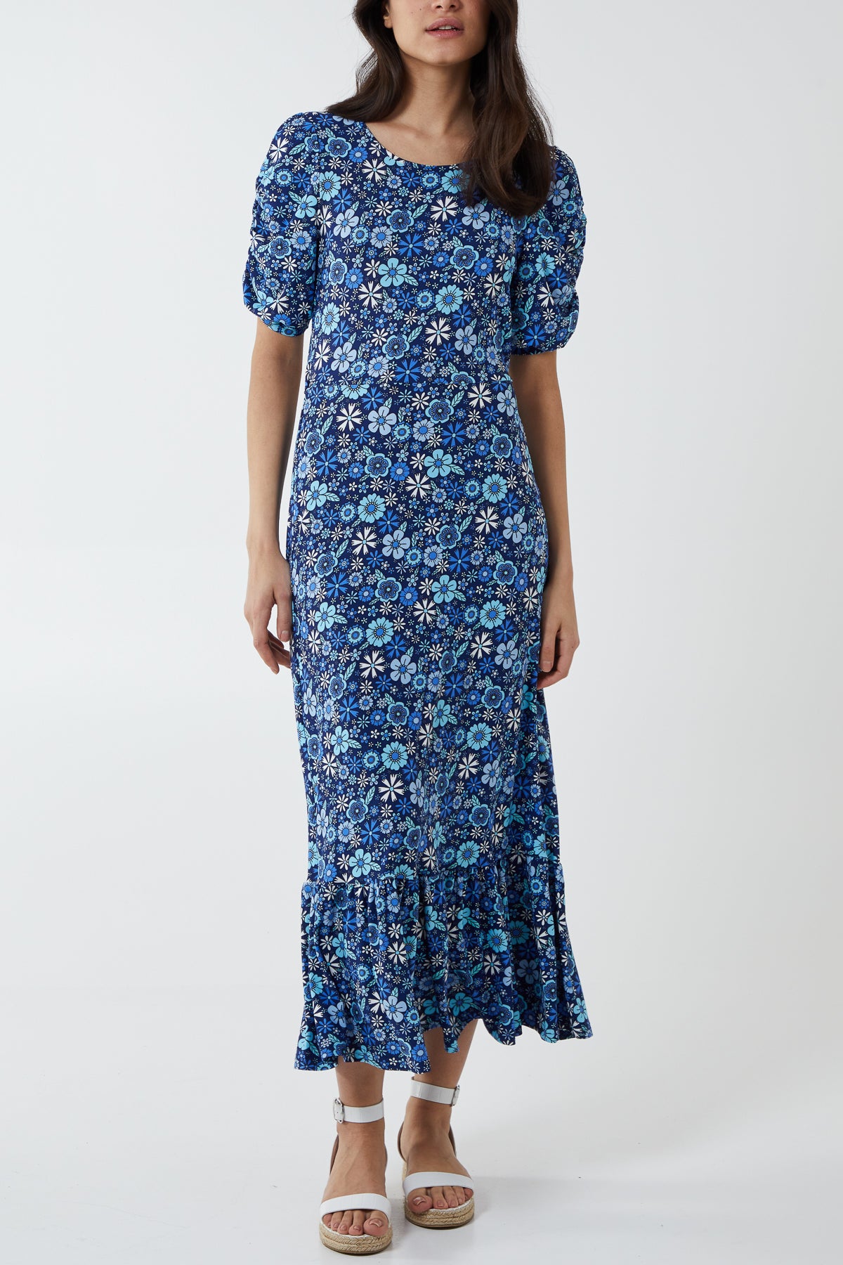 Floral Double Tie Cut Out Crepe Dress