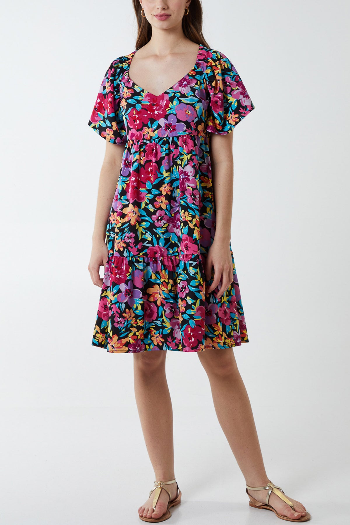Sweetheart Neckline Tie Back Floral Dress