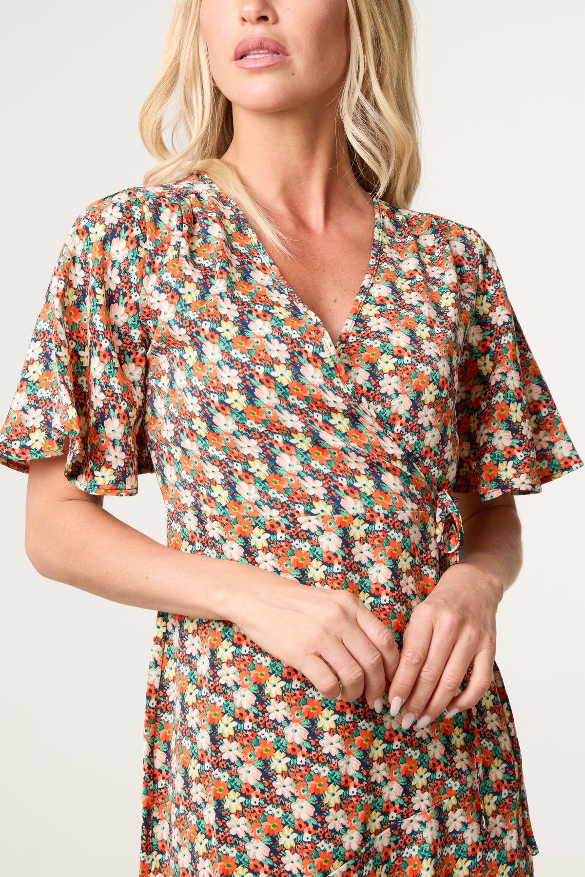 Floral Wrap Midi Dress