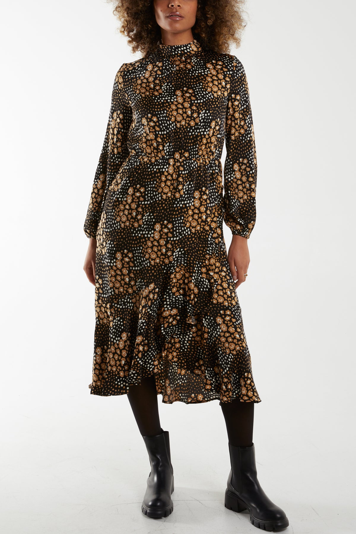 Blouson Elasticated Wrap Floral Midi Dress