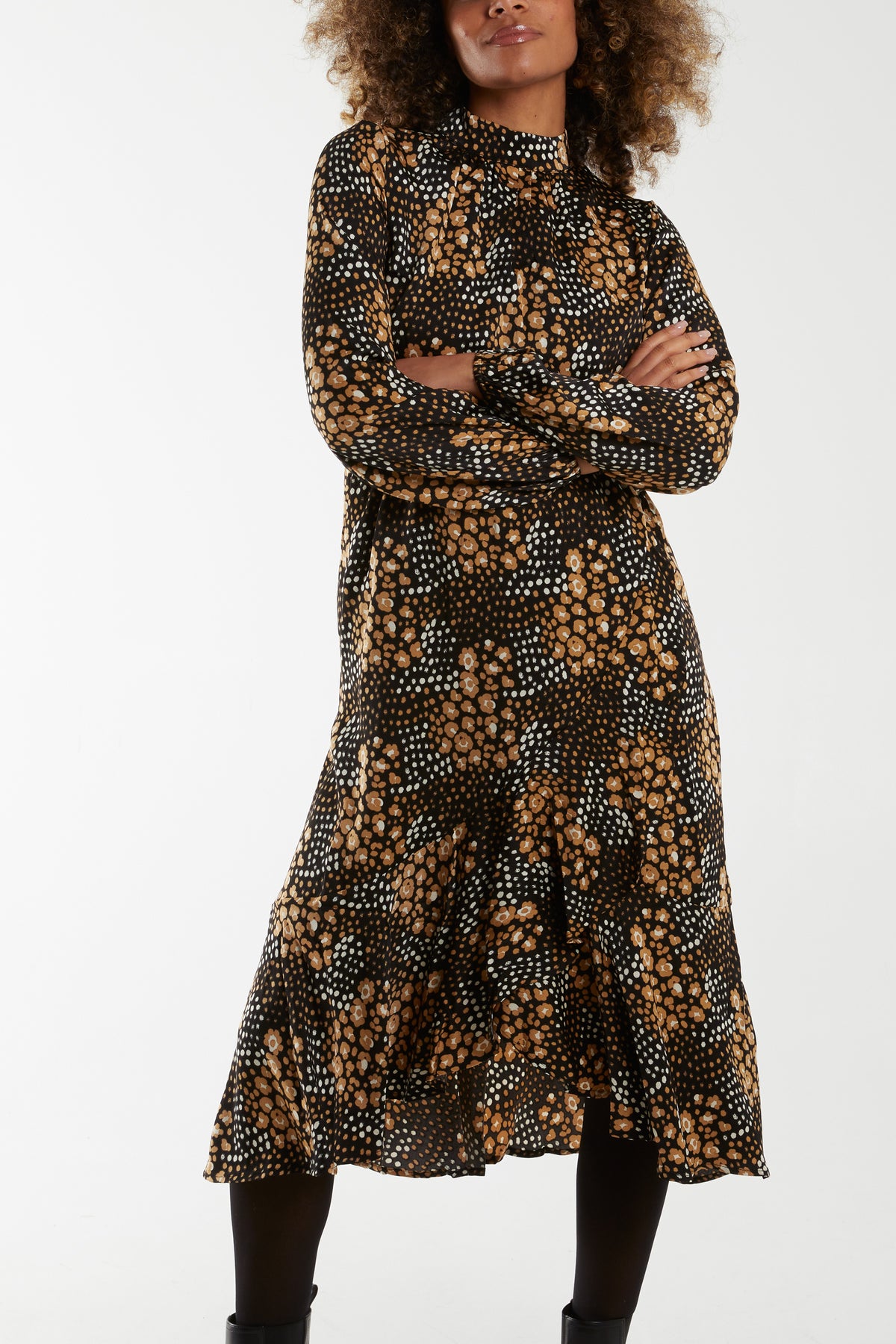 Blouson Elasticated Wrap Floral Midi Dress