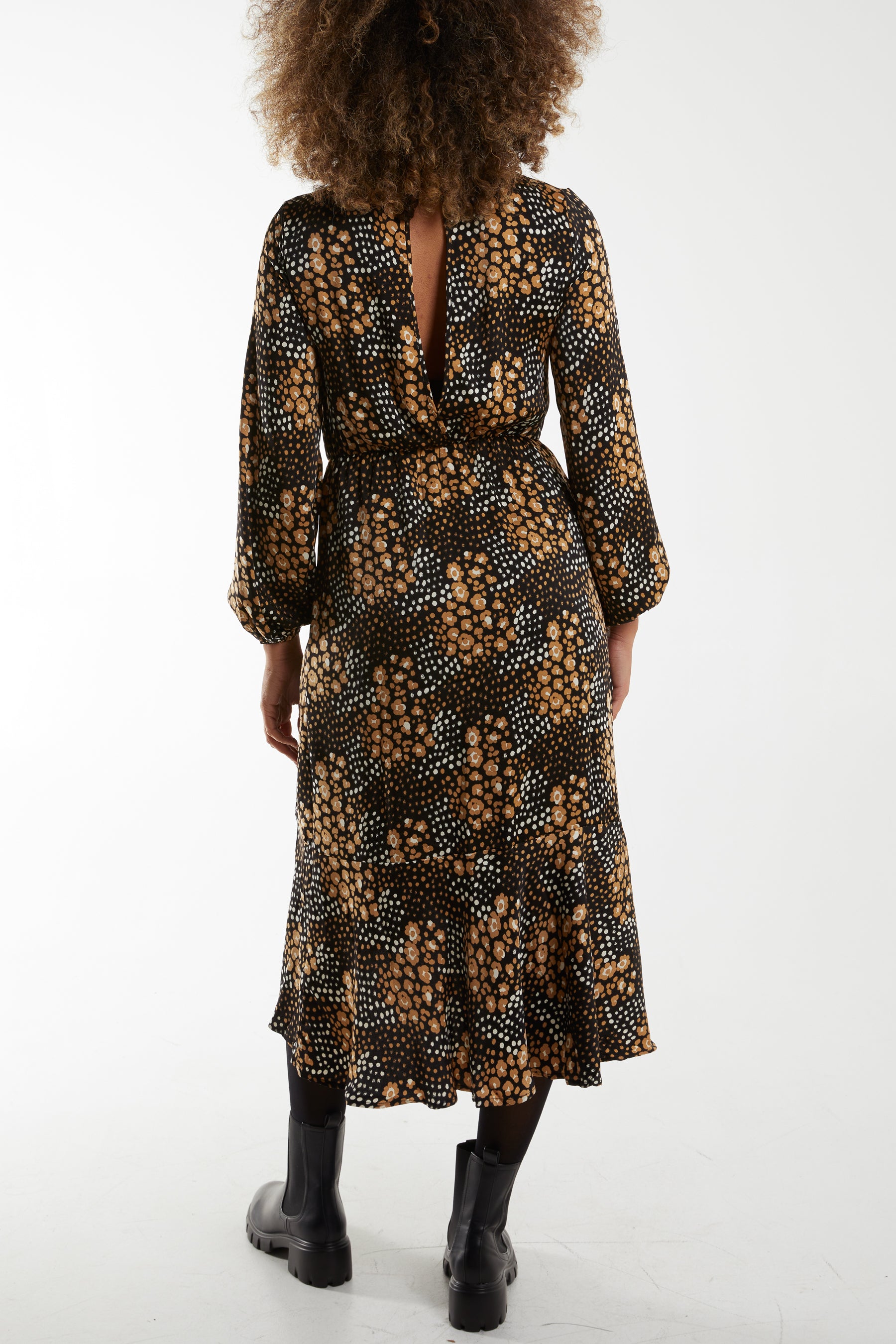 Blouson Elasticated Wrap Floral Midi Dress