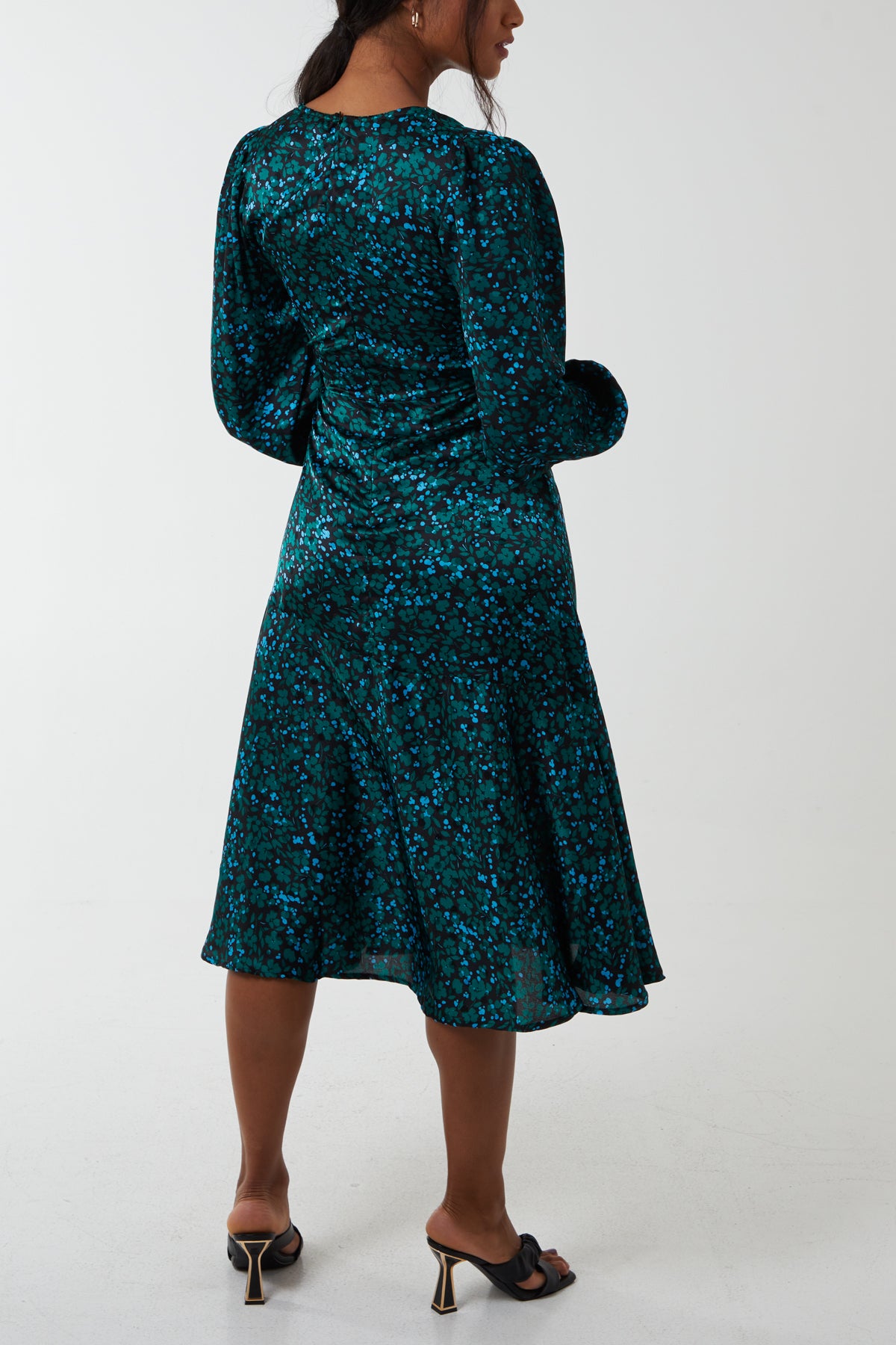 Wrap Front Floral Midi Dress