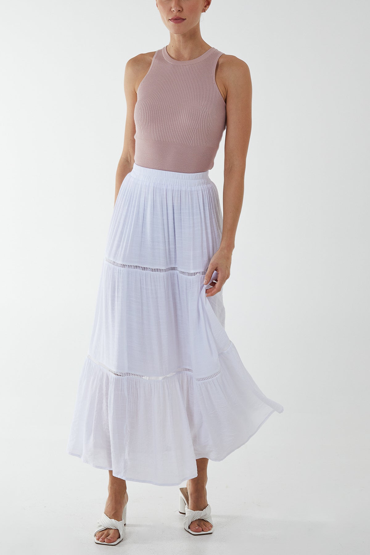 Ladder Trim Maxi Skirt