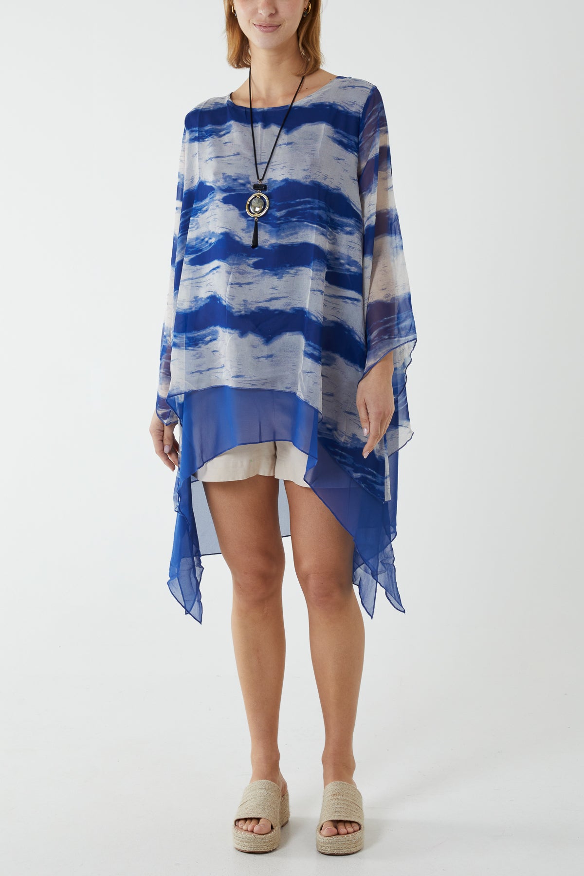 Tie Dye Mesh Overlay Necklace Top