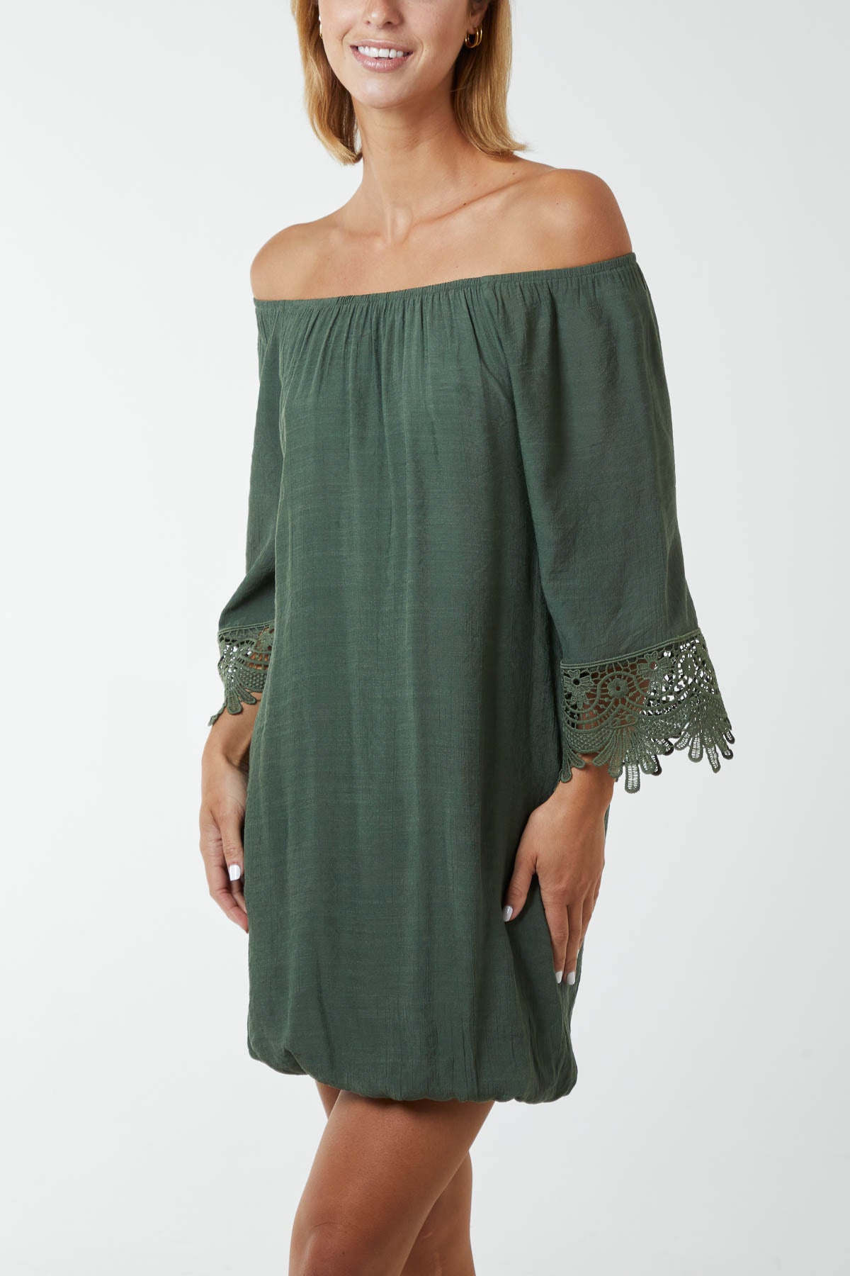 Tunic Crochet Sleeve Bardot Dress