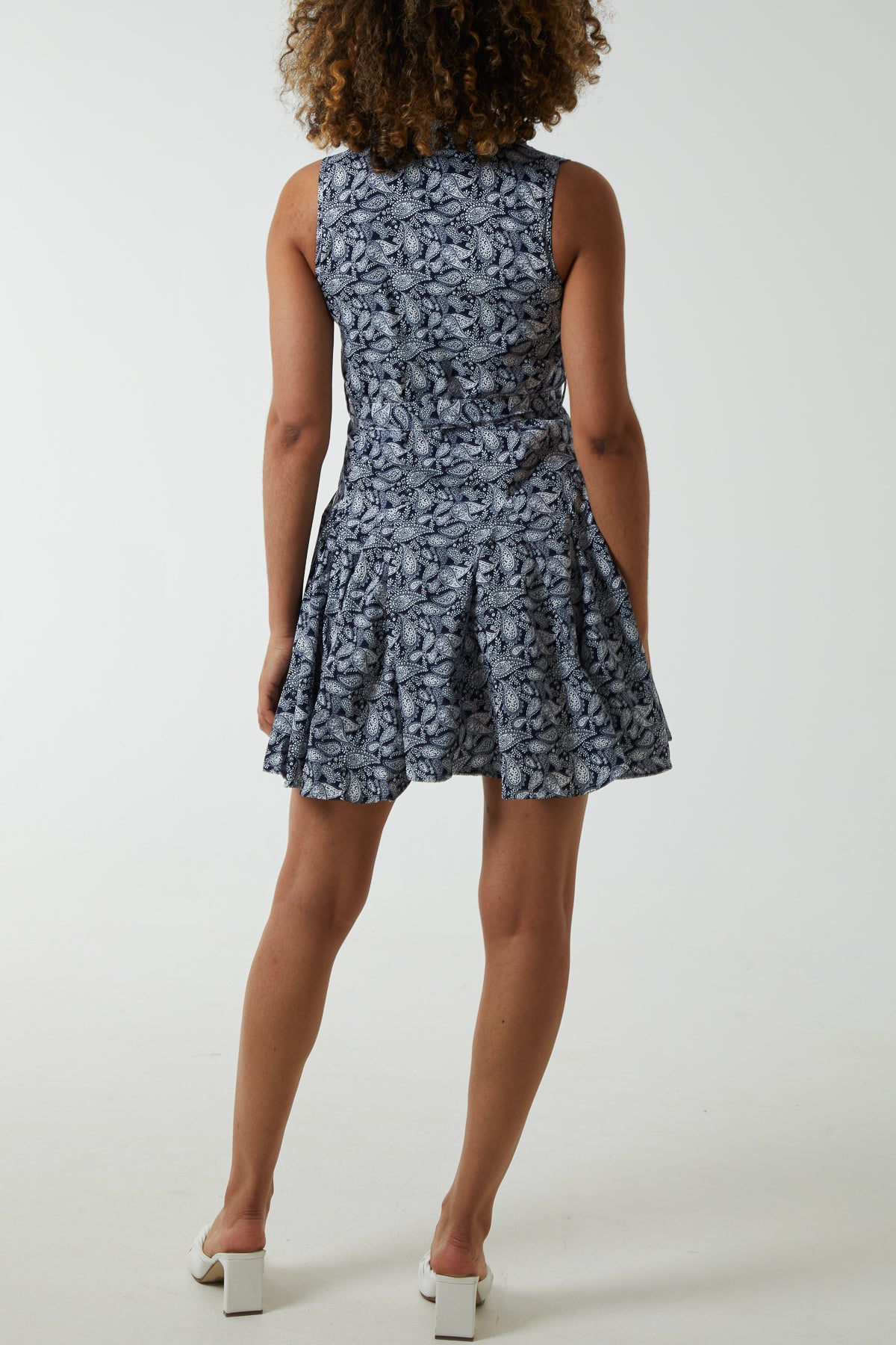 Paisley Sleeveless Shirt Mini Dress