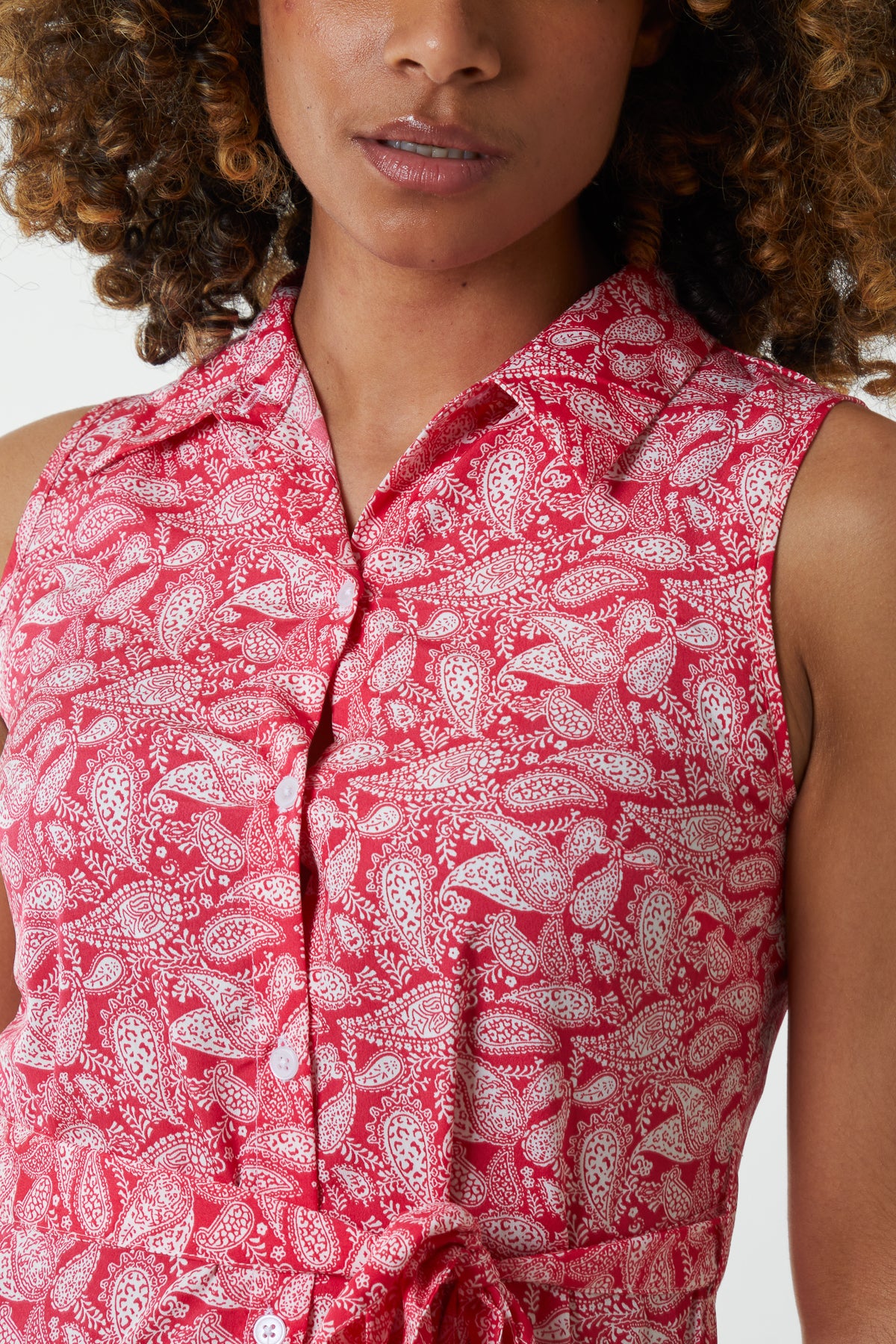 Paisley Sleeveless Shirt Mini Dress