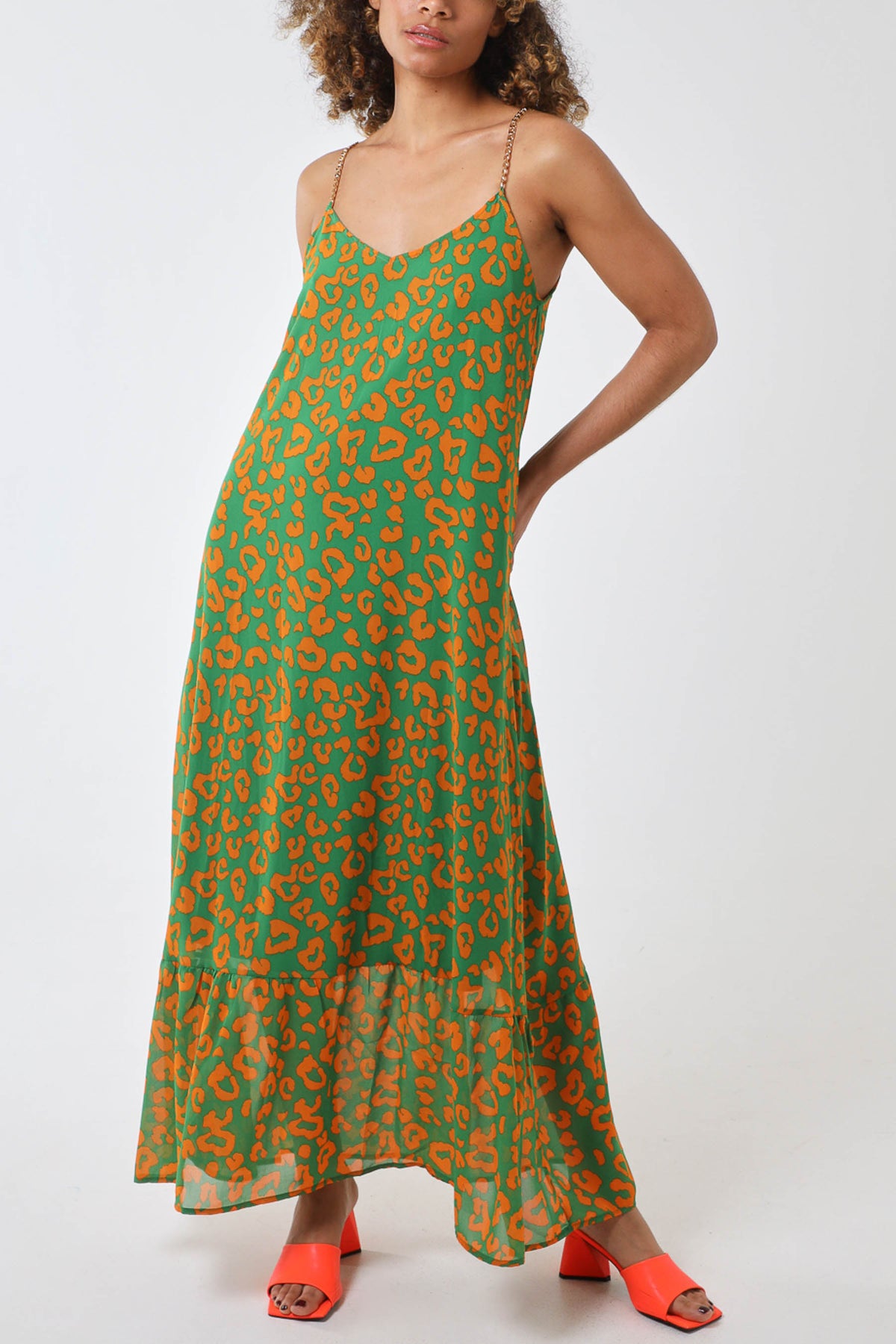 Chain Strap Leopard Dress