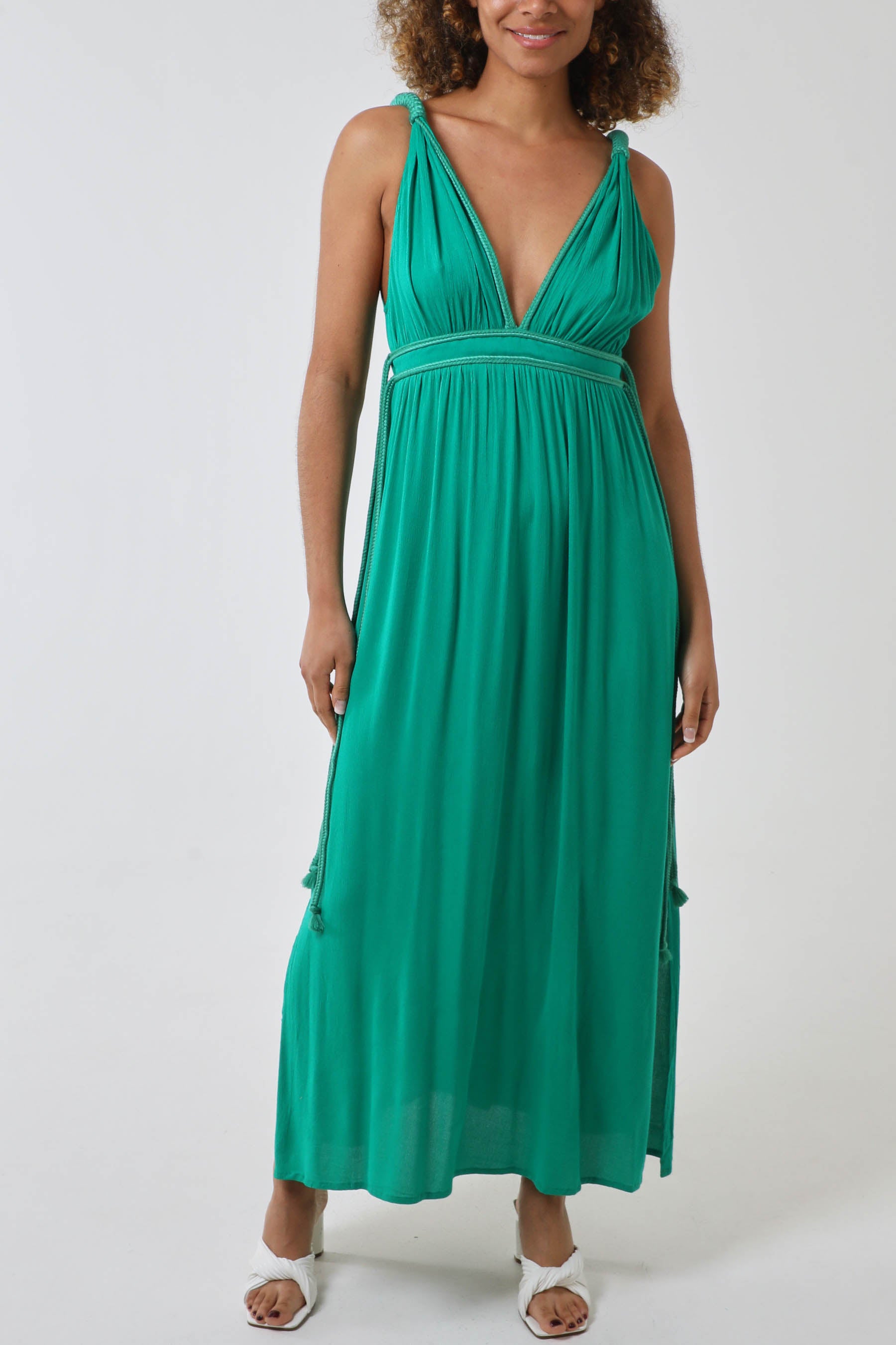 Rope Detail Plunge Maxi Dress