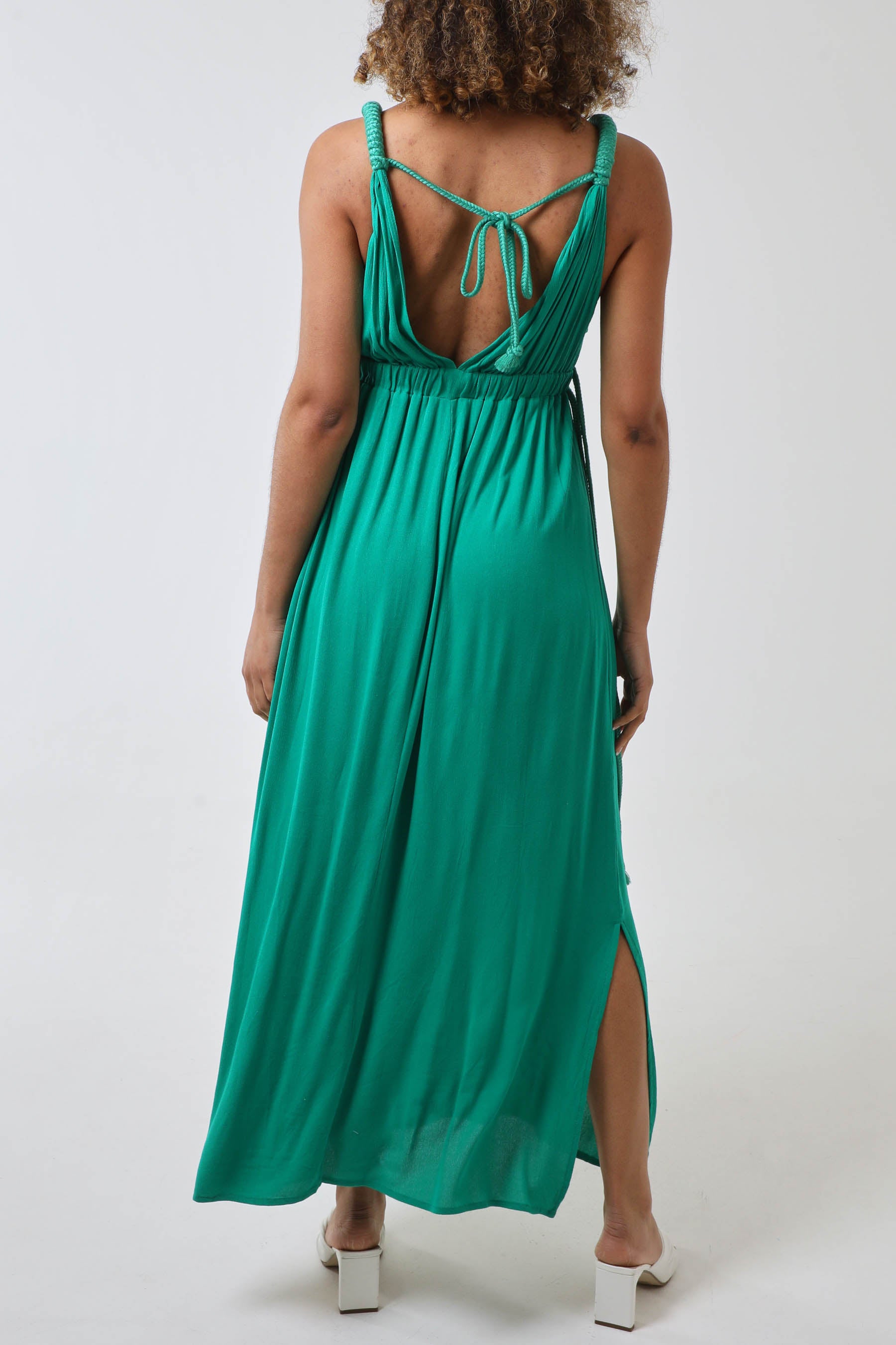 Rope Detail Plunge Maxi Dress