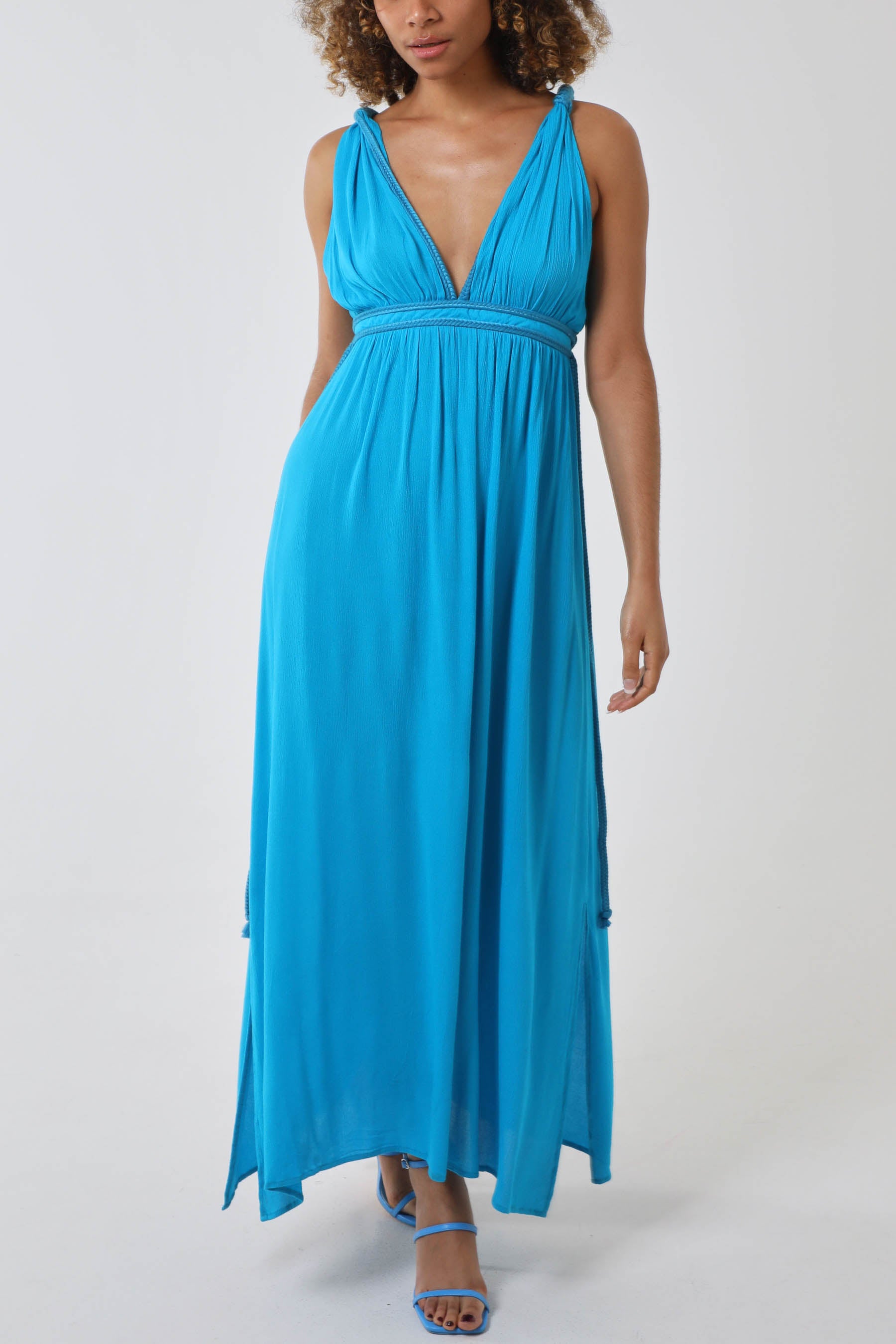 Rope Detail Plunge Maxi Dress
