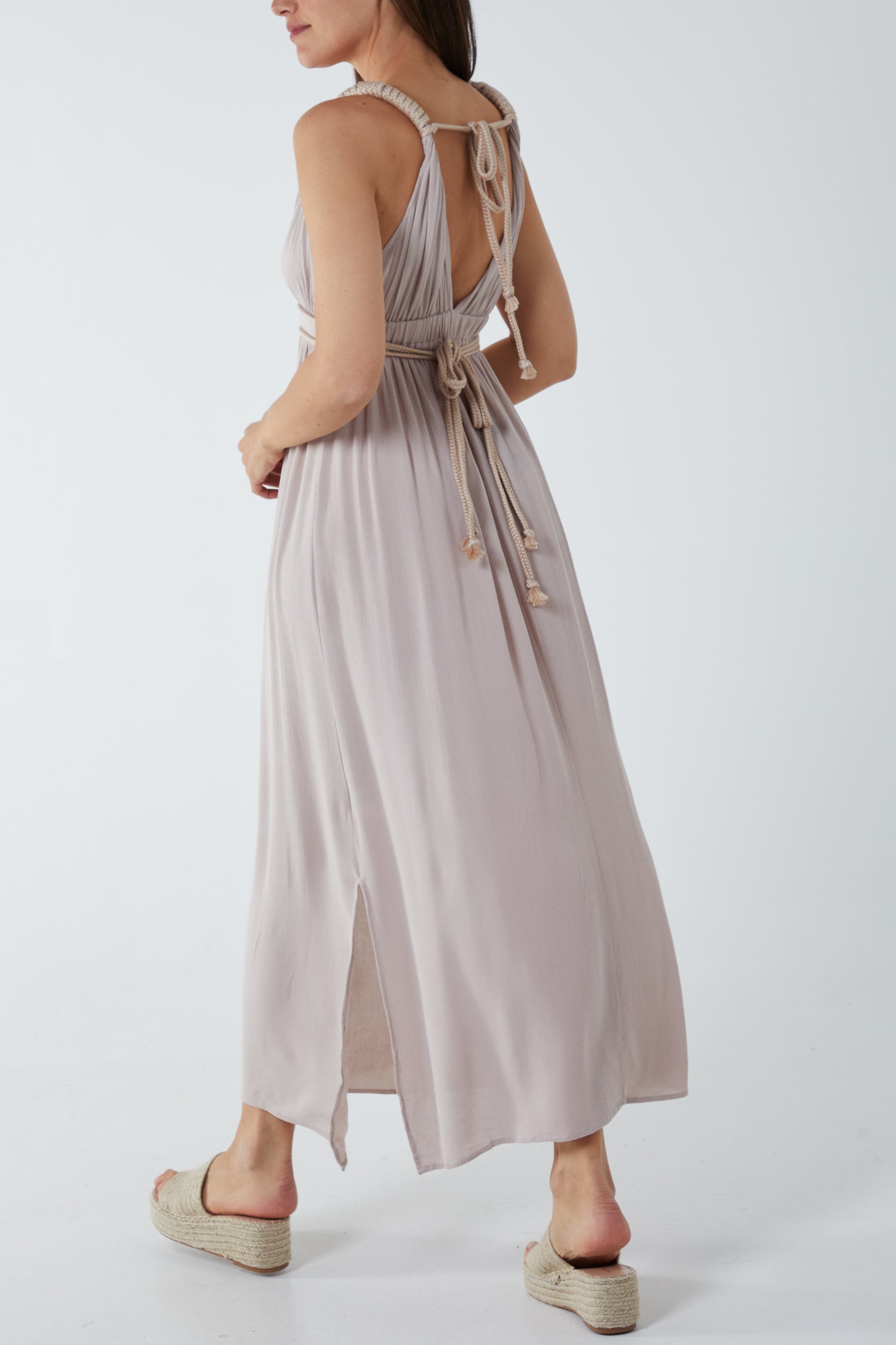 Rope Detail Plunge Maxi Dress