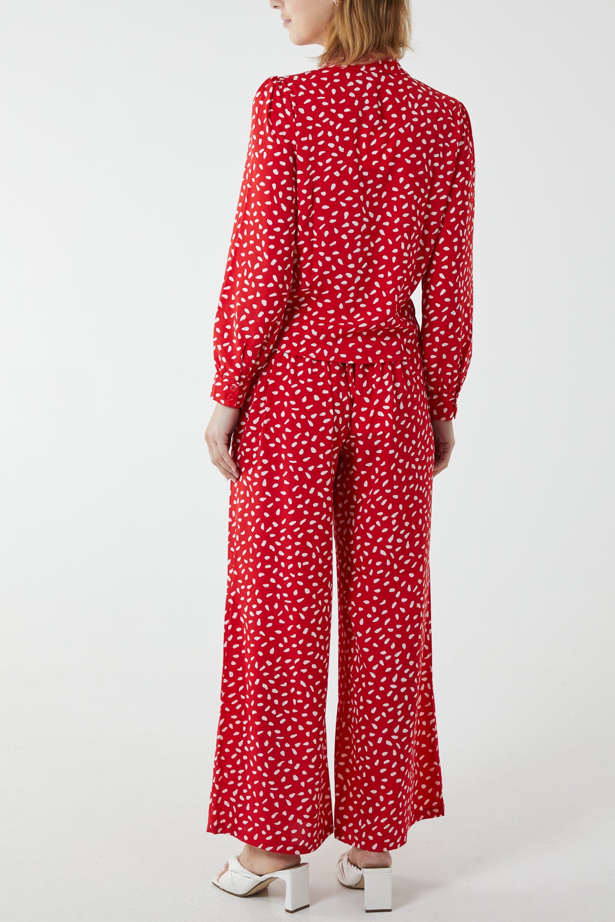 Polka Dot Tie Front Shirt and Trouser Co-Ord
