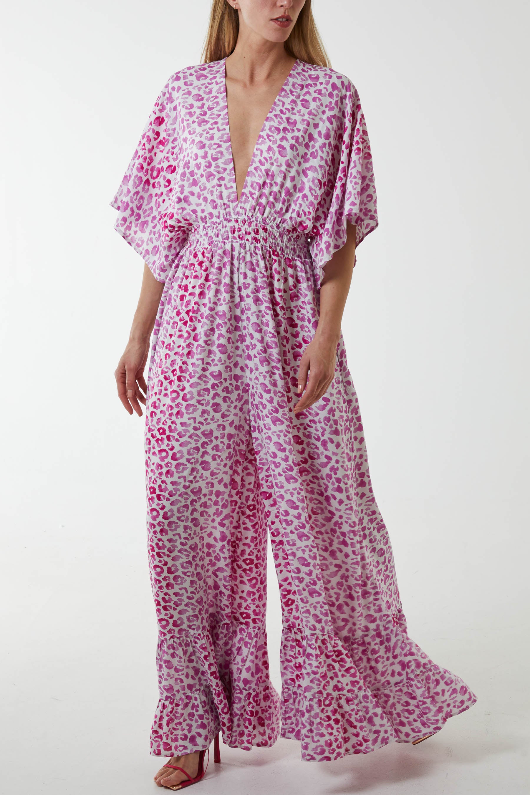 Pink leopard jumpsuit on sale