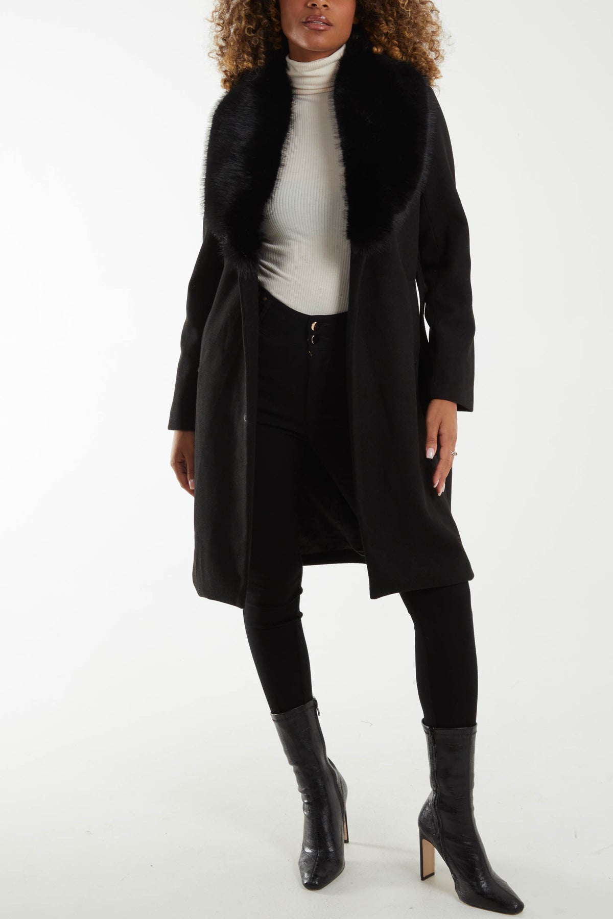 Fur Belted Trench Coat