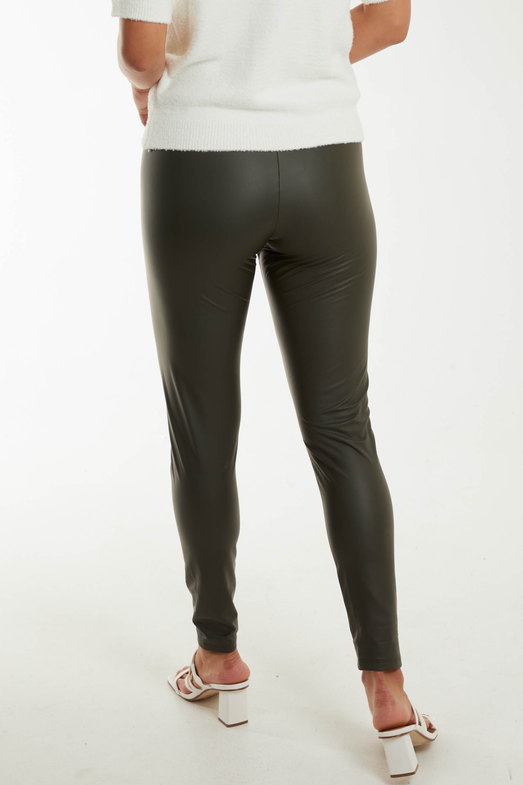 Leather Look Asymmetric Waistband Legging