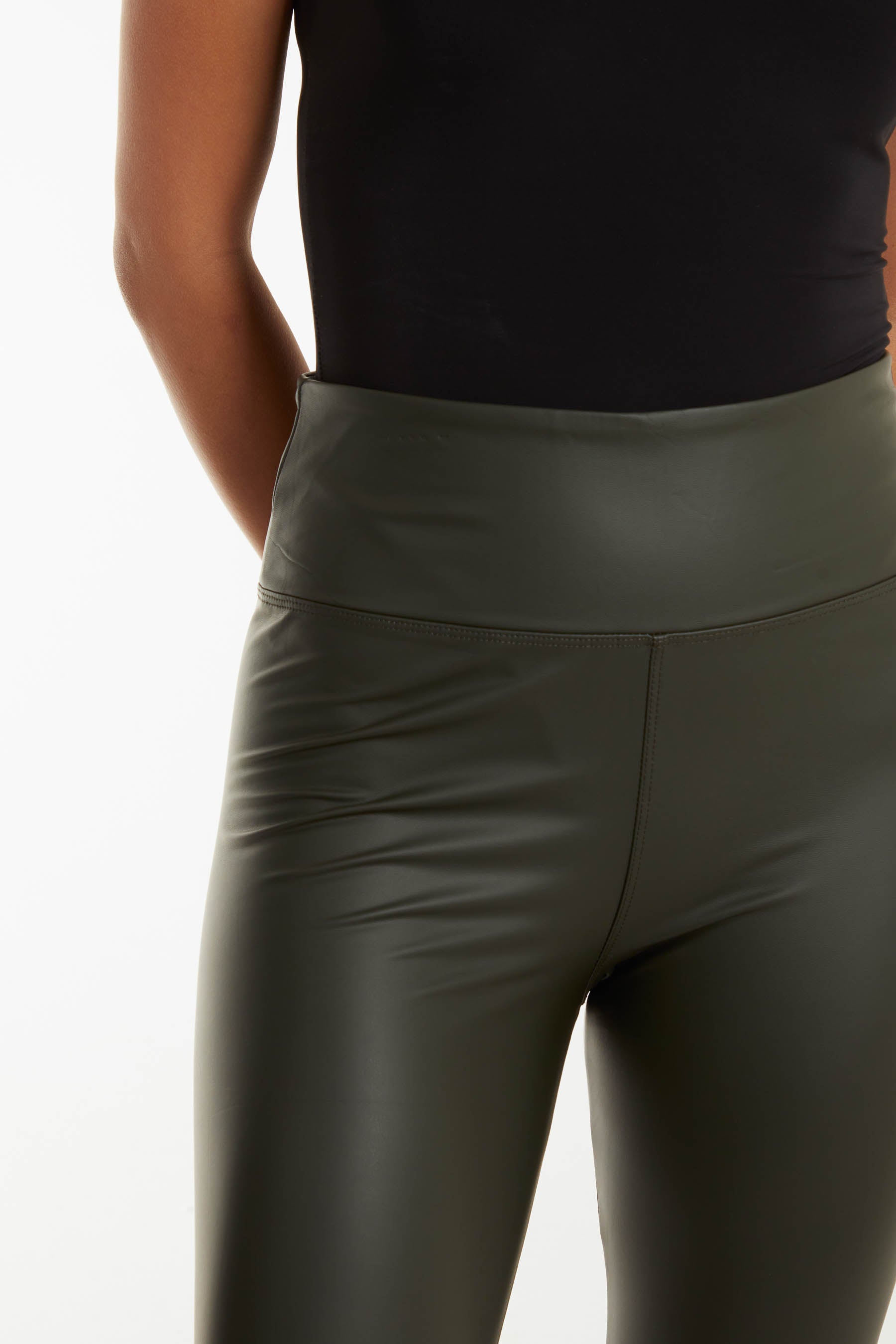 Leather Look Thick Waistband Legging