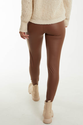 Leather Look Thick Waistband Legging