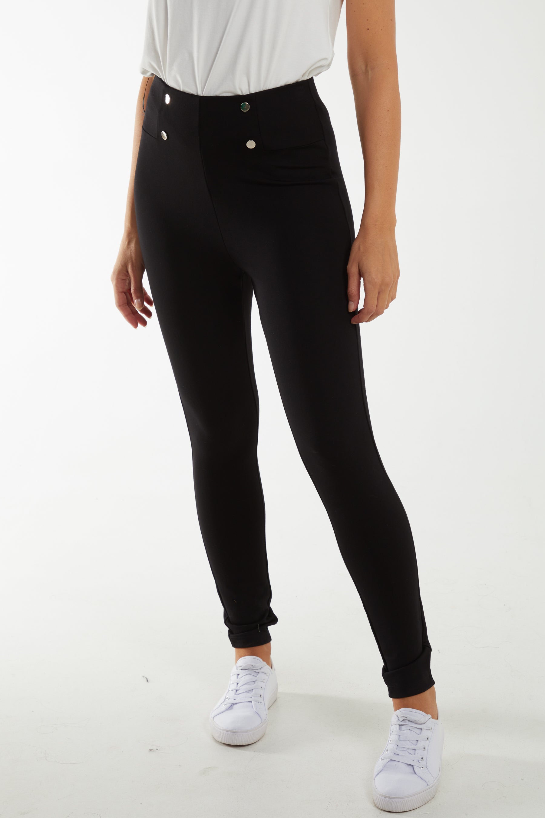 Double Gold Button Front Legging