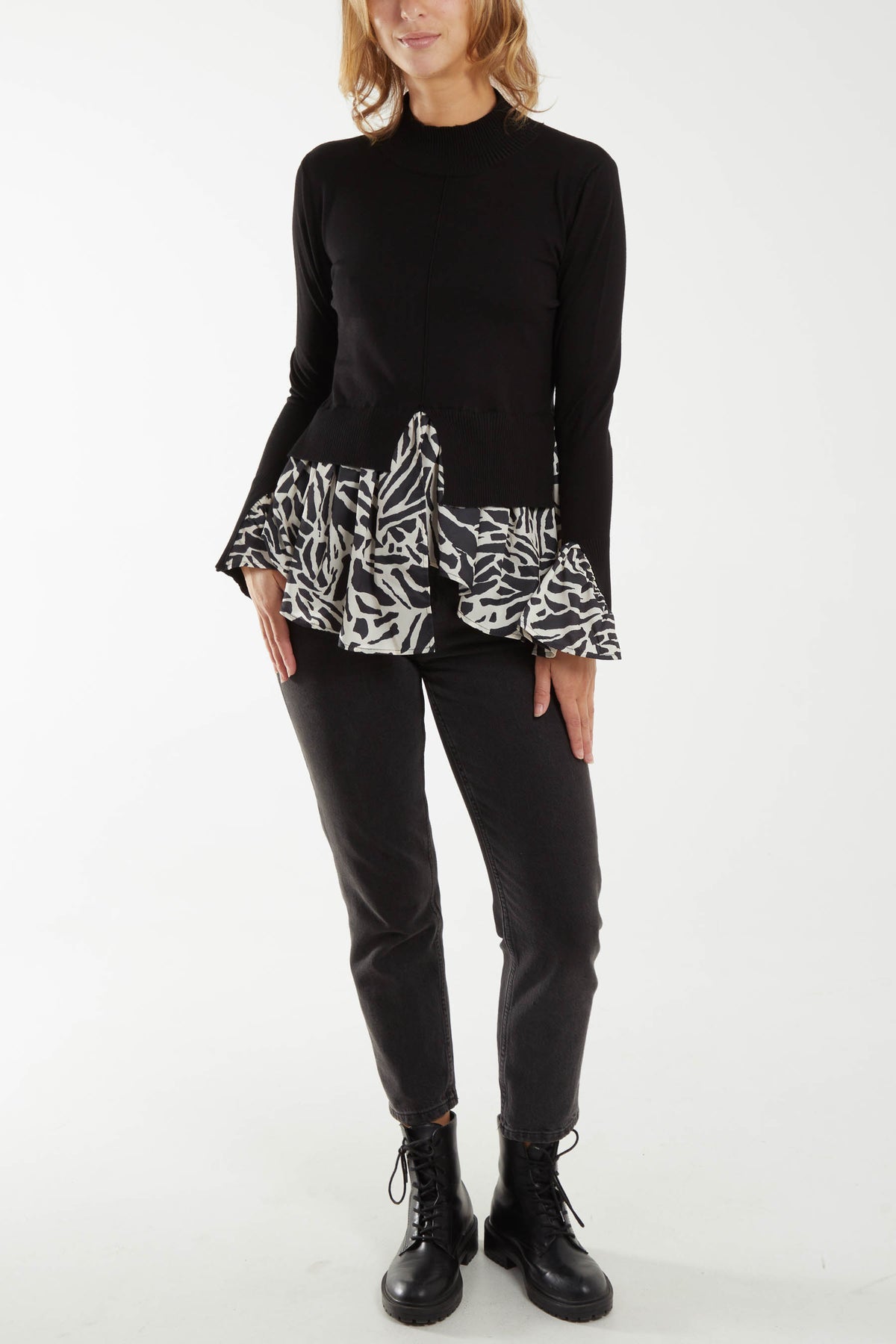 High Neck 2 In 1 Printed Jumper