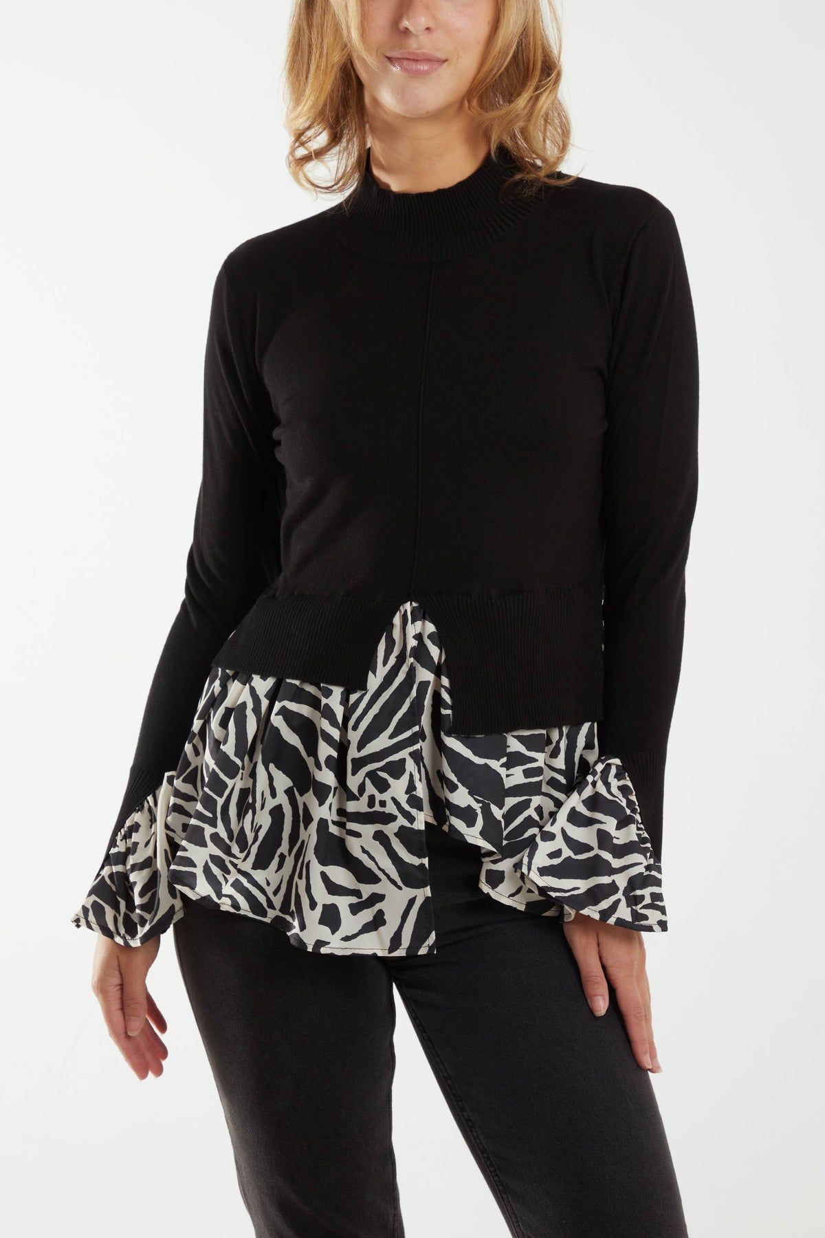 High Neck 2 In 1 Printed Jumper