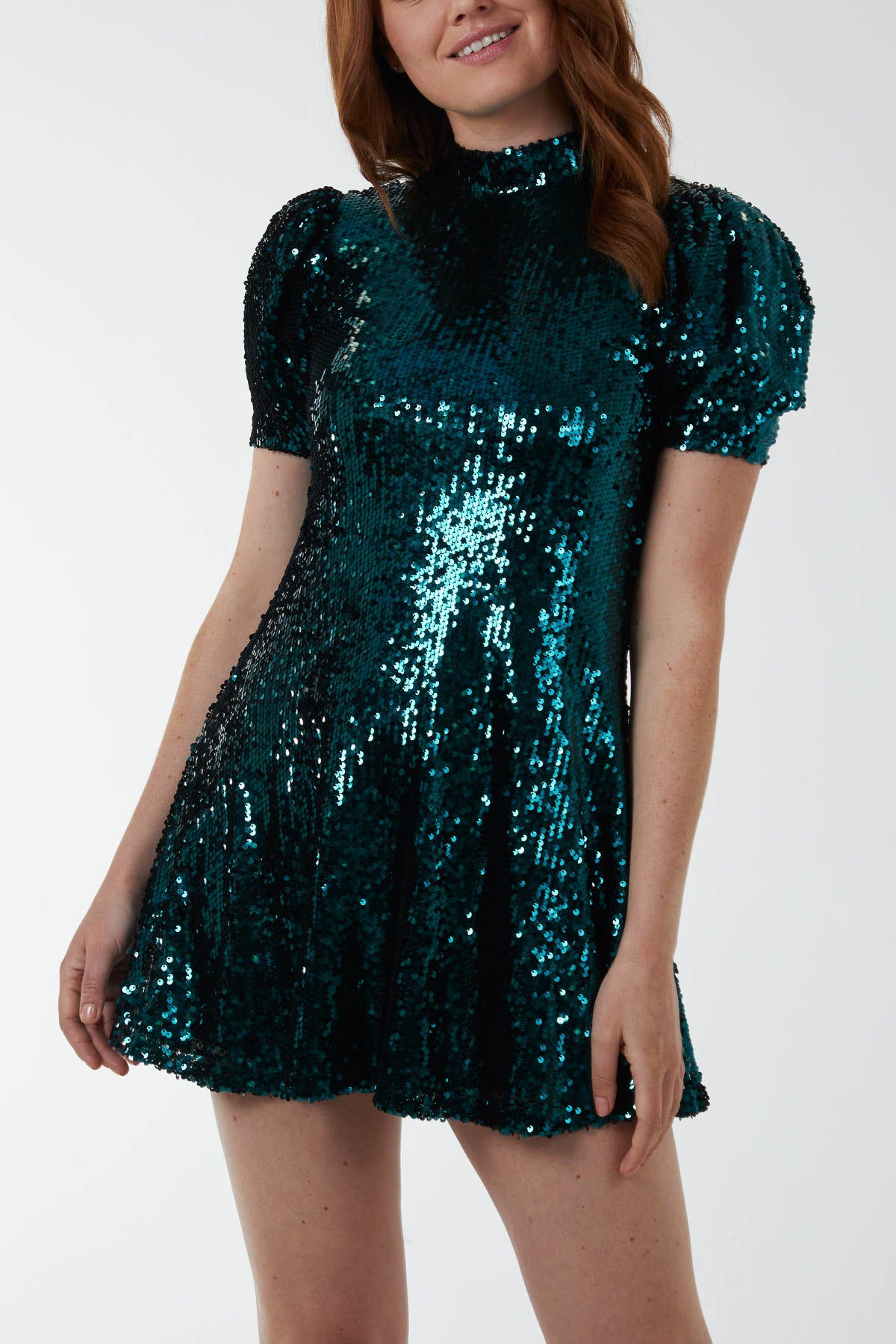 Puff Sleeve Sequin Mini Dress