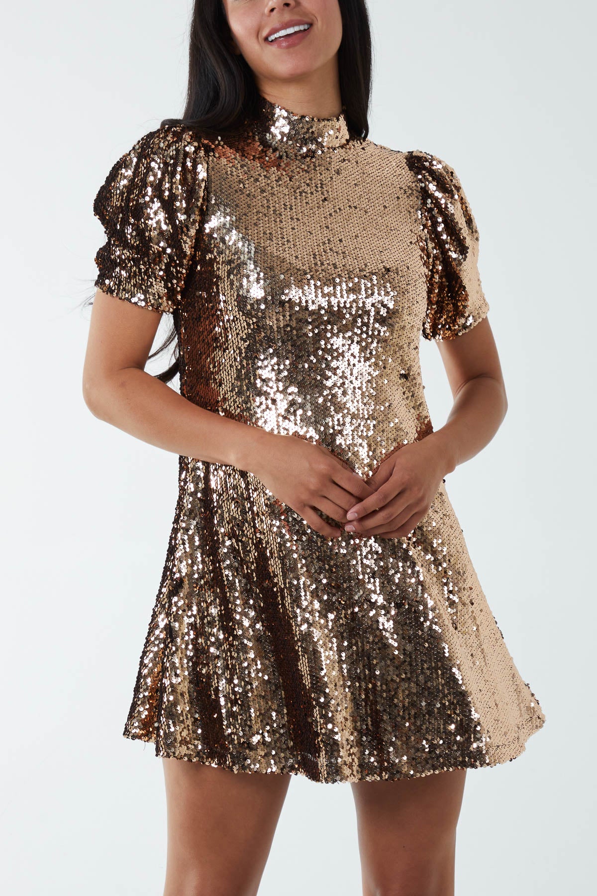 Puff Sleeve Sequin Dress