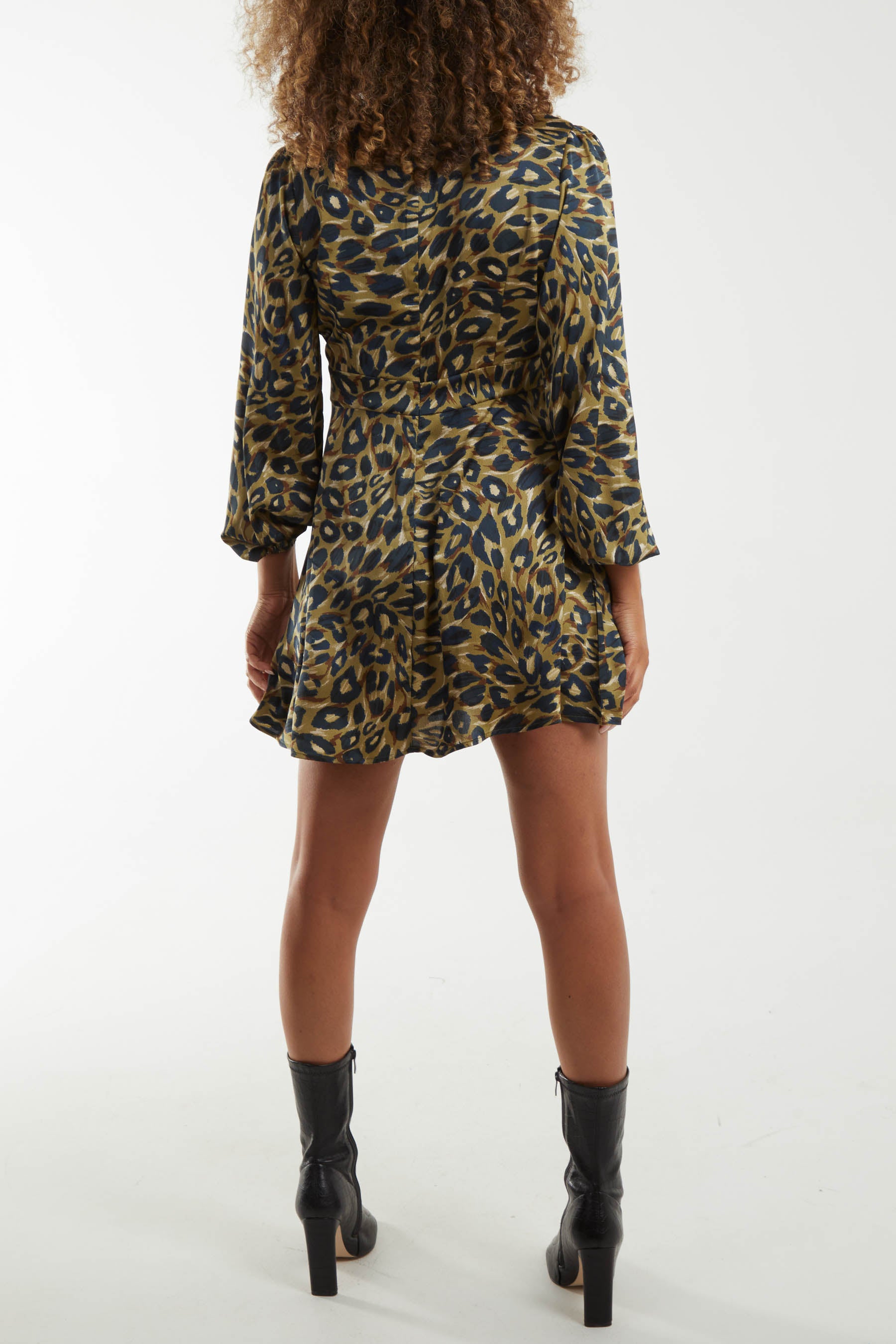 Animal High Neck Keyhole Mini Dress