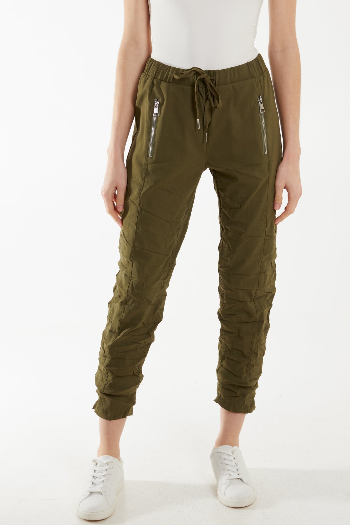 Zip Drawstring Crushed Magic Trouser