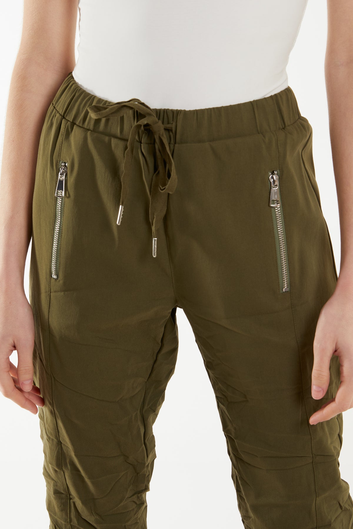 Zip Drawstring Crushed Magic Trouser