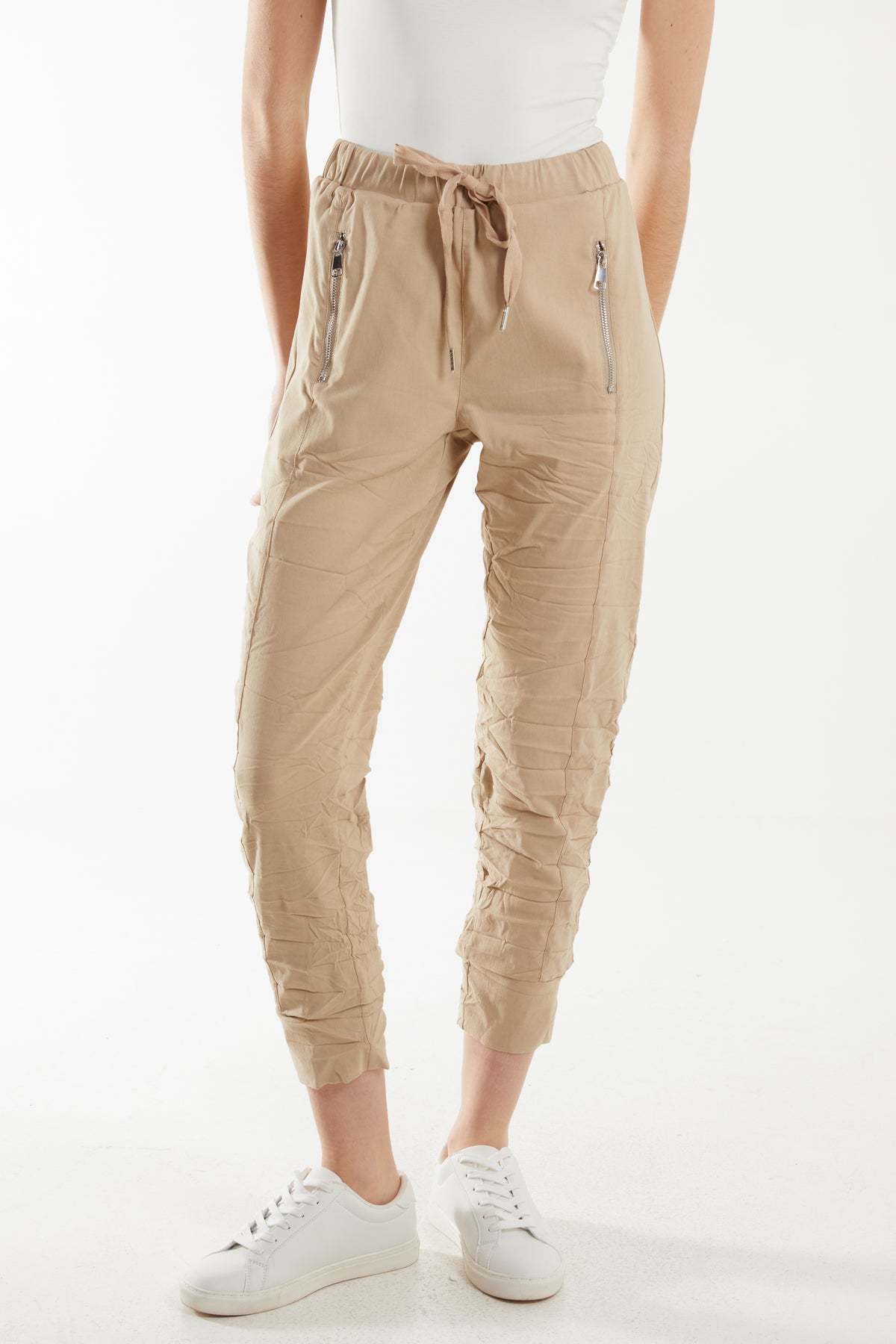 Zip Drawstring Crushed Magic Trouser