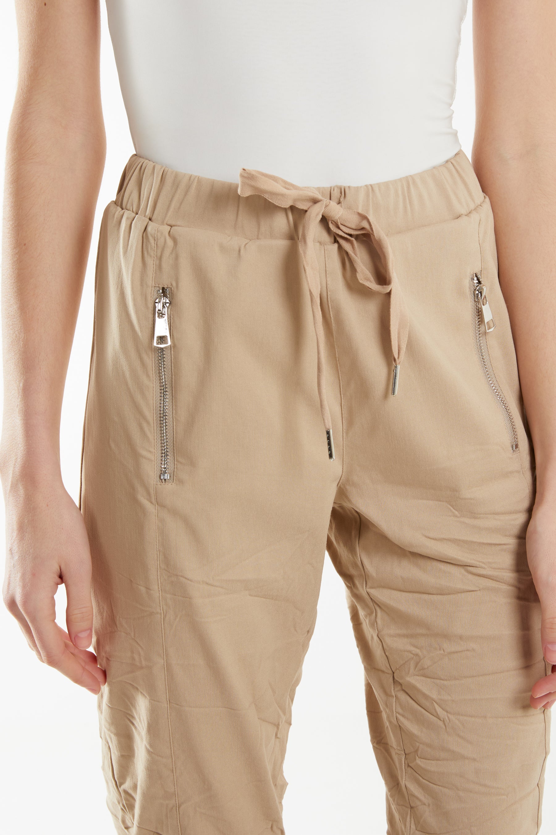 Zip Drawstring Crushed Magic Trouser