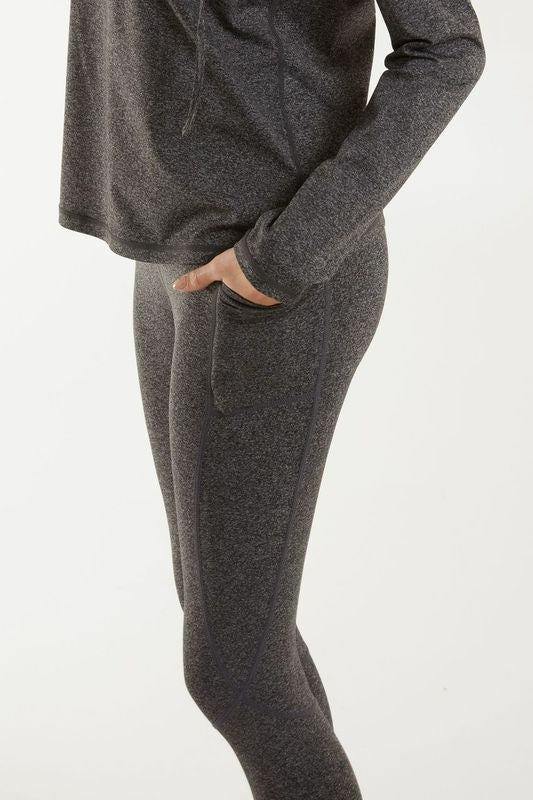 Side Pocket Textured Grey Leggings