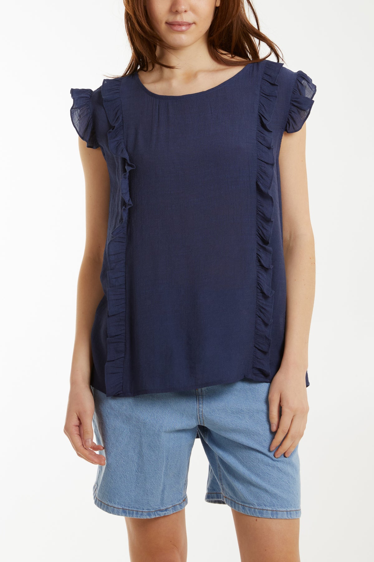 Button Back Ruffle Frill Top