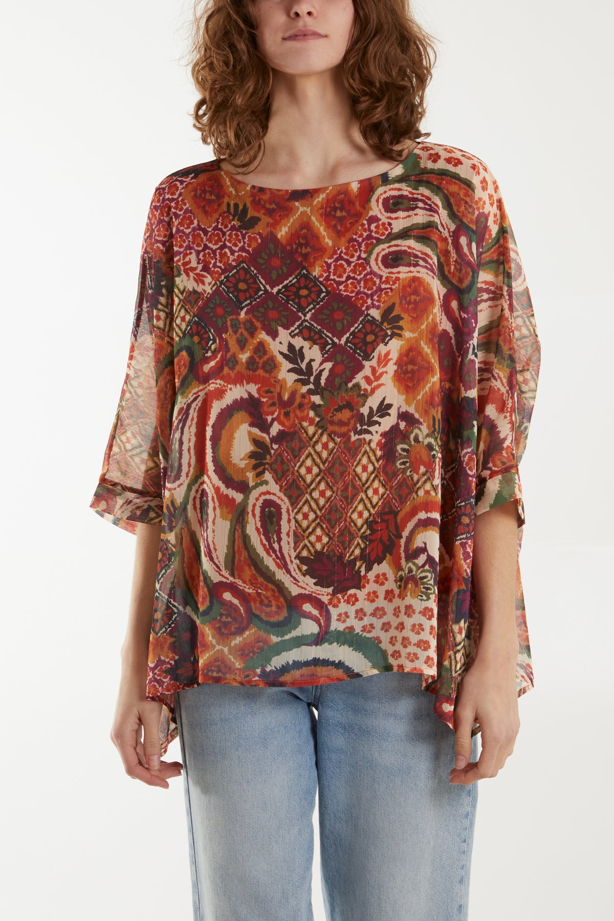 Bold Print Kimono Top