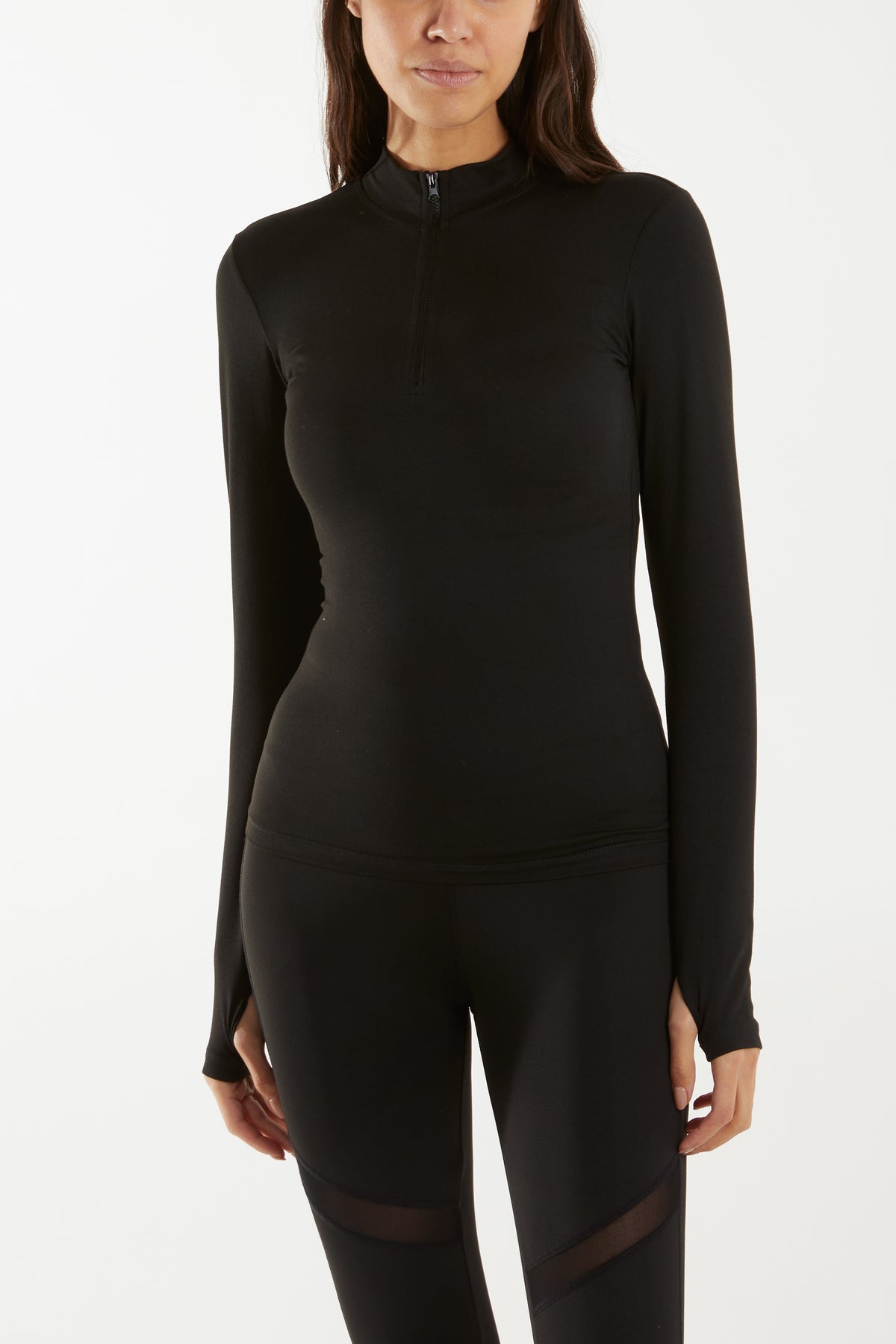 High Zip Neck Activewear Top