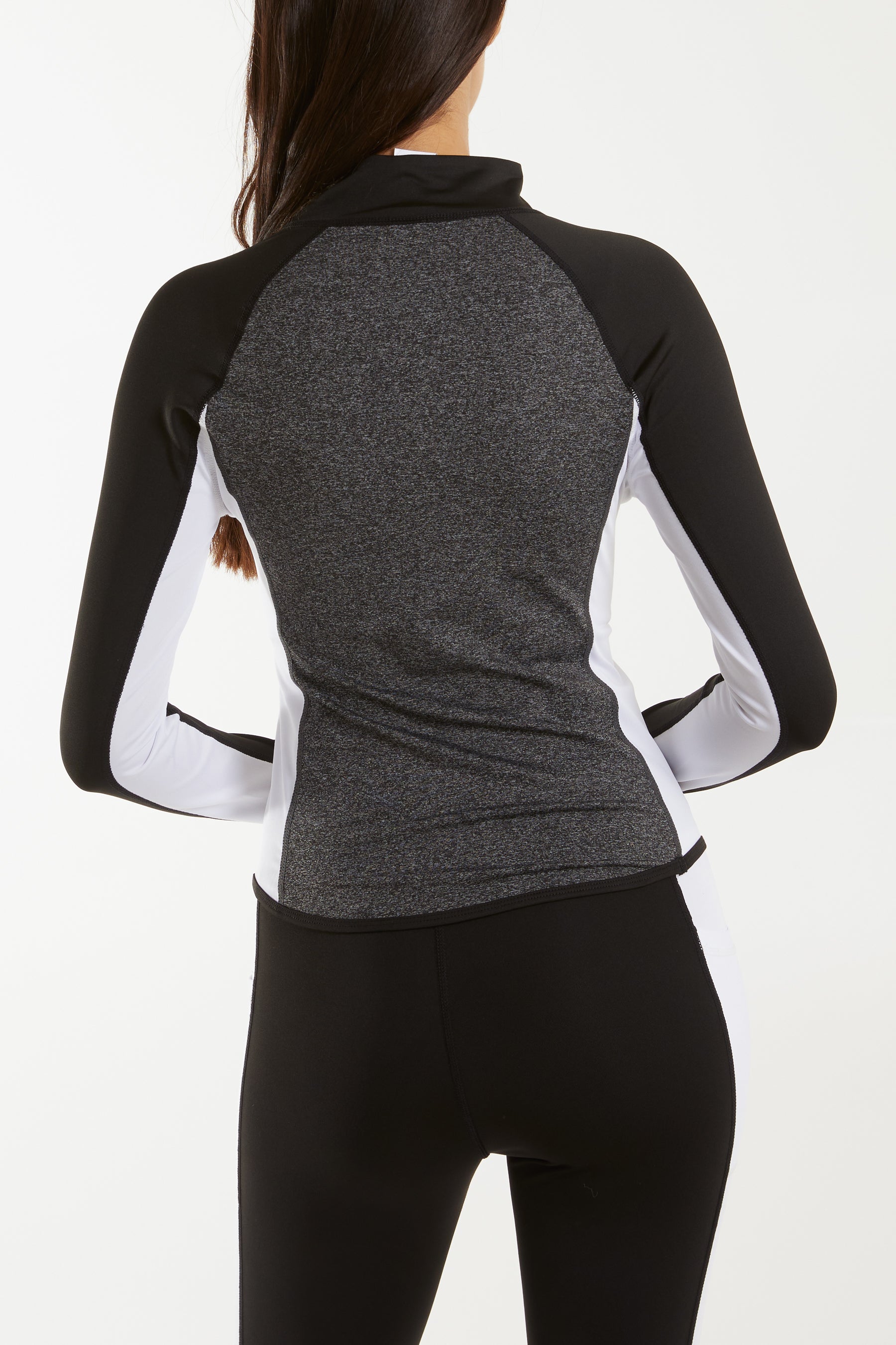 High Zip Neck Contrast Activewear Top