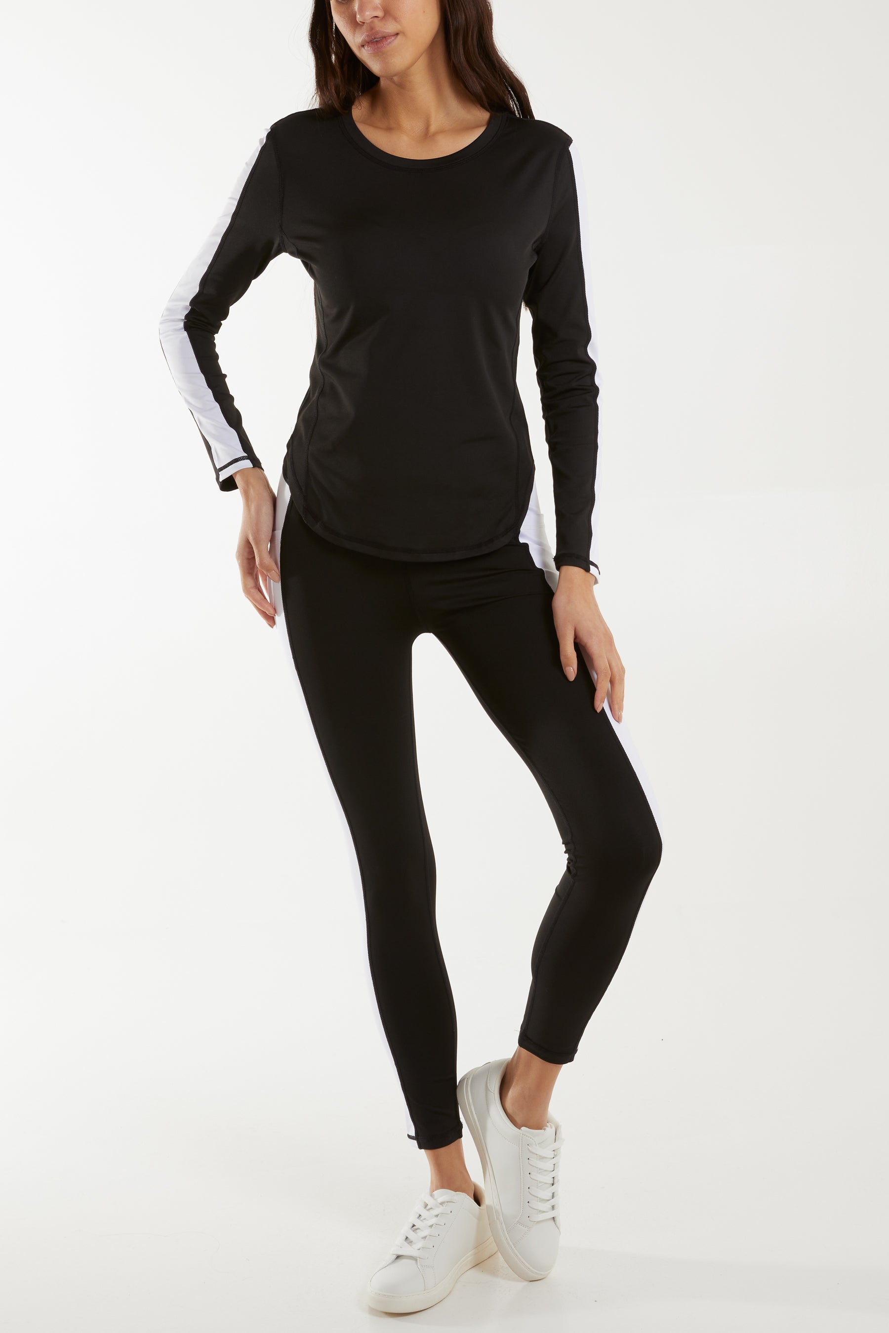 Long Contrast Sleeve Activewear Top
