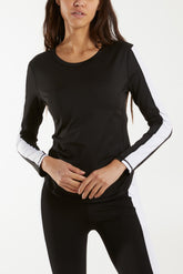 Long Contrast Sleeve Activewear Top
