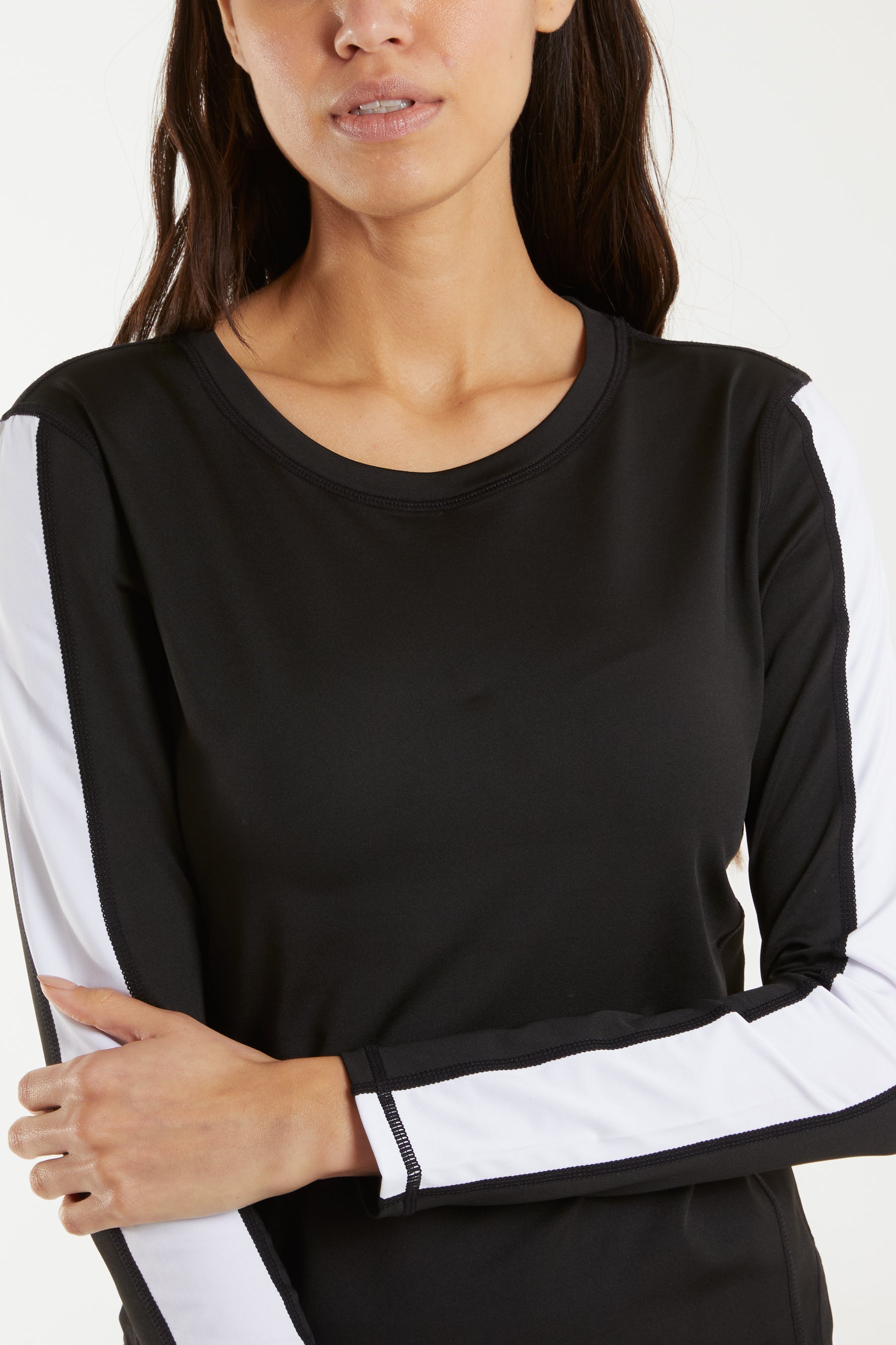 Long Contrast Sleeve Activewear Top