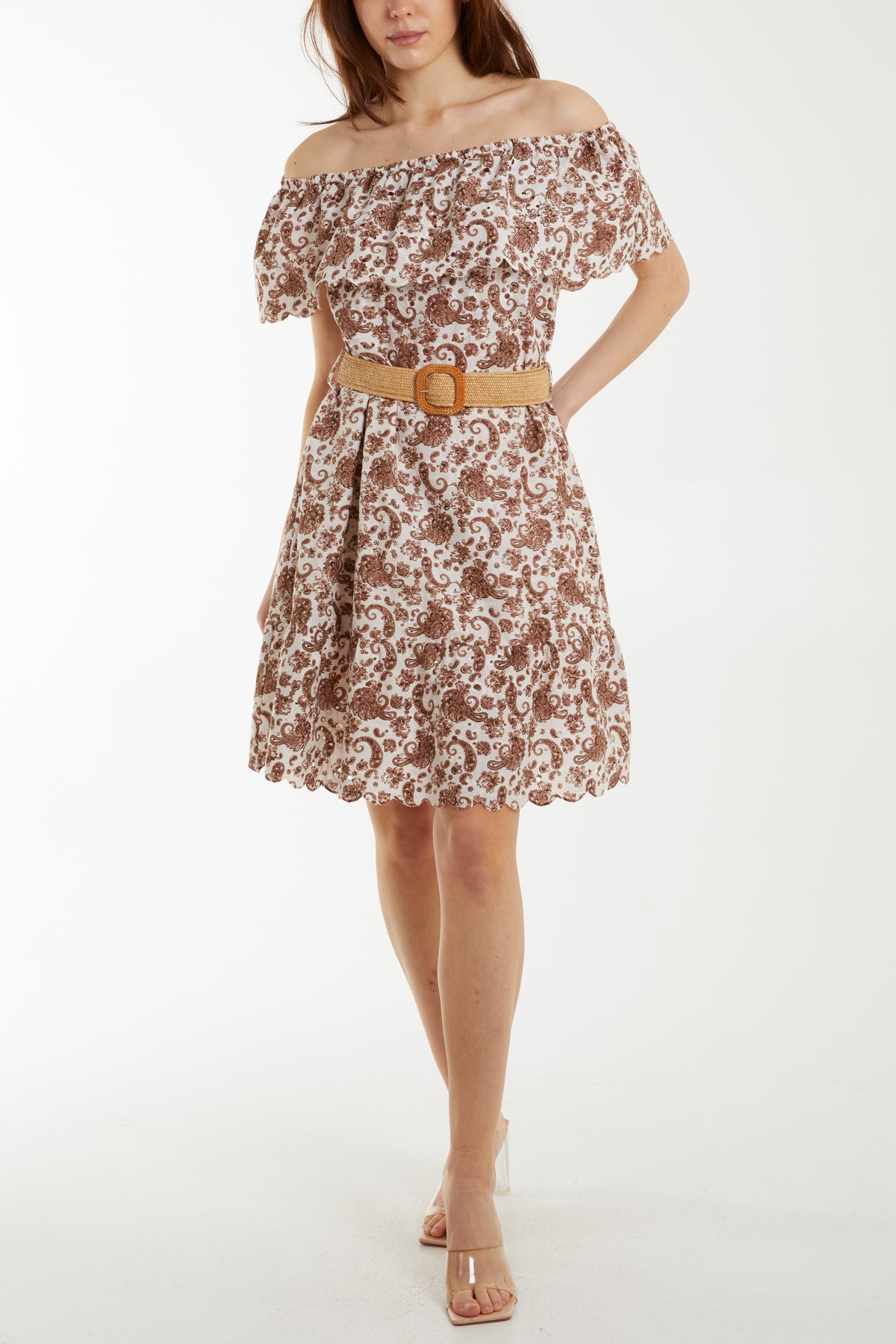Bardot Paisley Broderie Midi Belted Dress