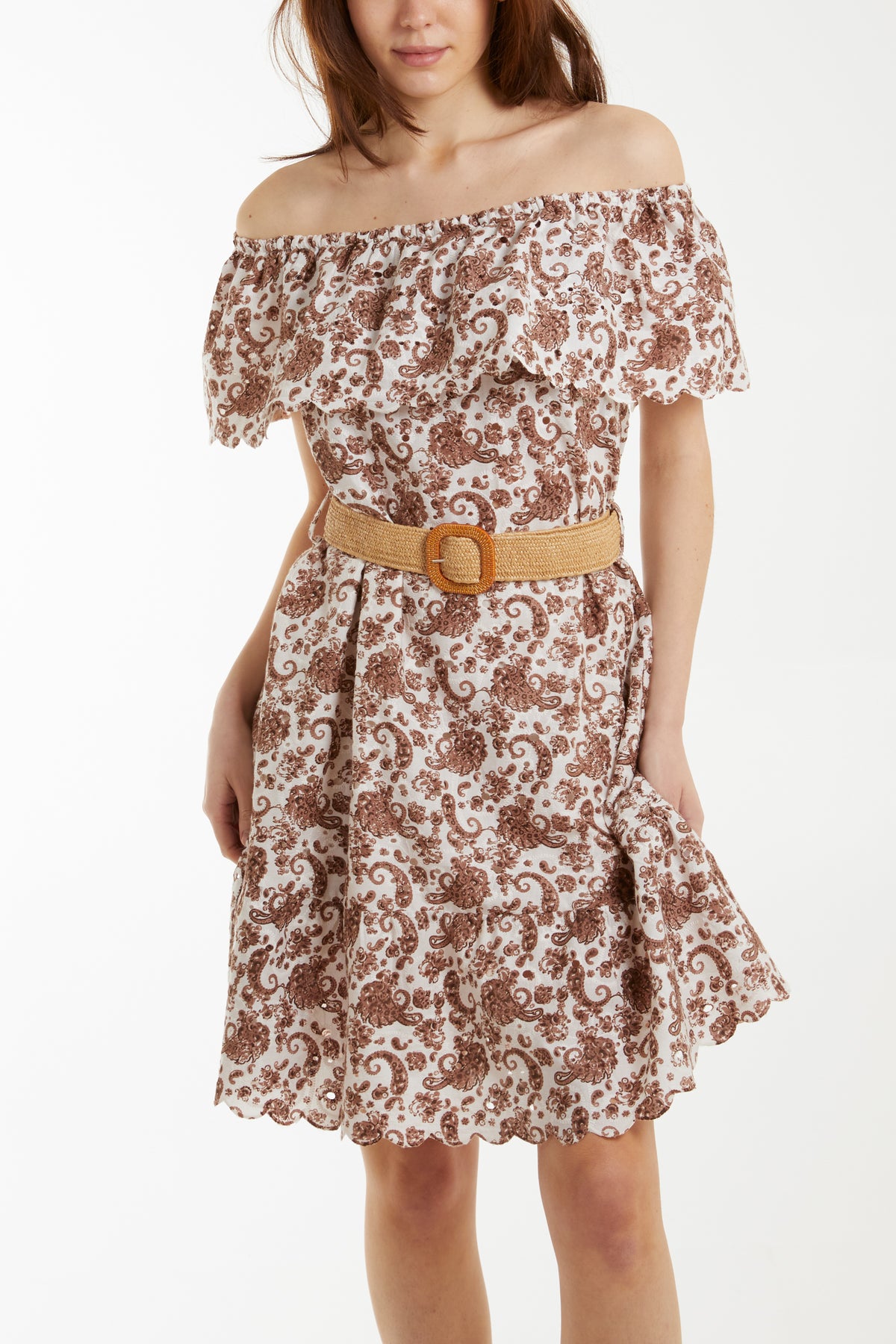 Bardot Paisley Broderie Midi Belted Dress